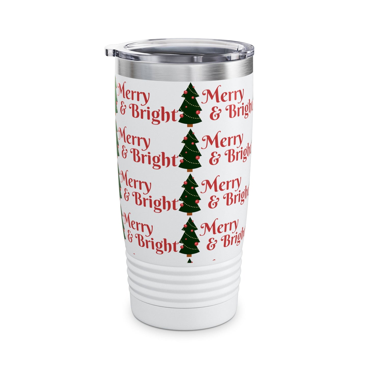Merry & Bright Holiday Tumbler | 20oz Travel Mug, Christmas Gift, Seasonal Drinkware, Reusable Cup, Festive Party Beverage