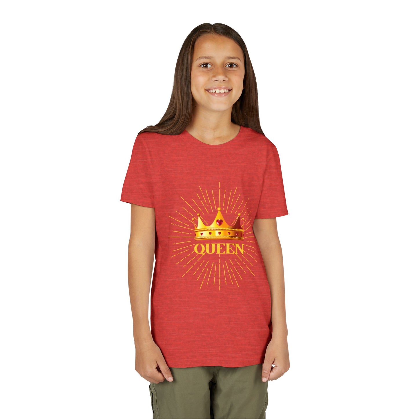 Queen Youth Short Sleeve Tee, Kids Crown Shirt, Birthday Gift for Girls, Cute Casual Wear, Royalty Themed Tee, Celebratory Apparel