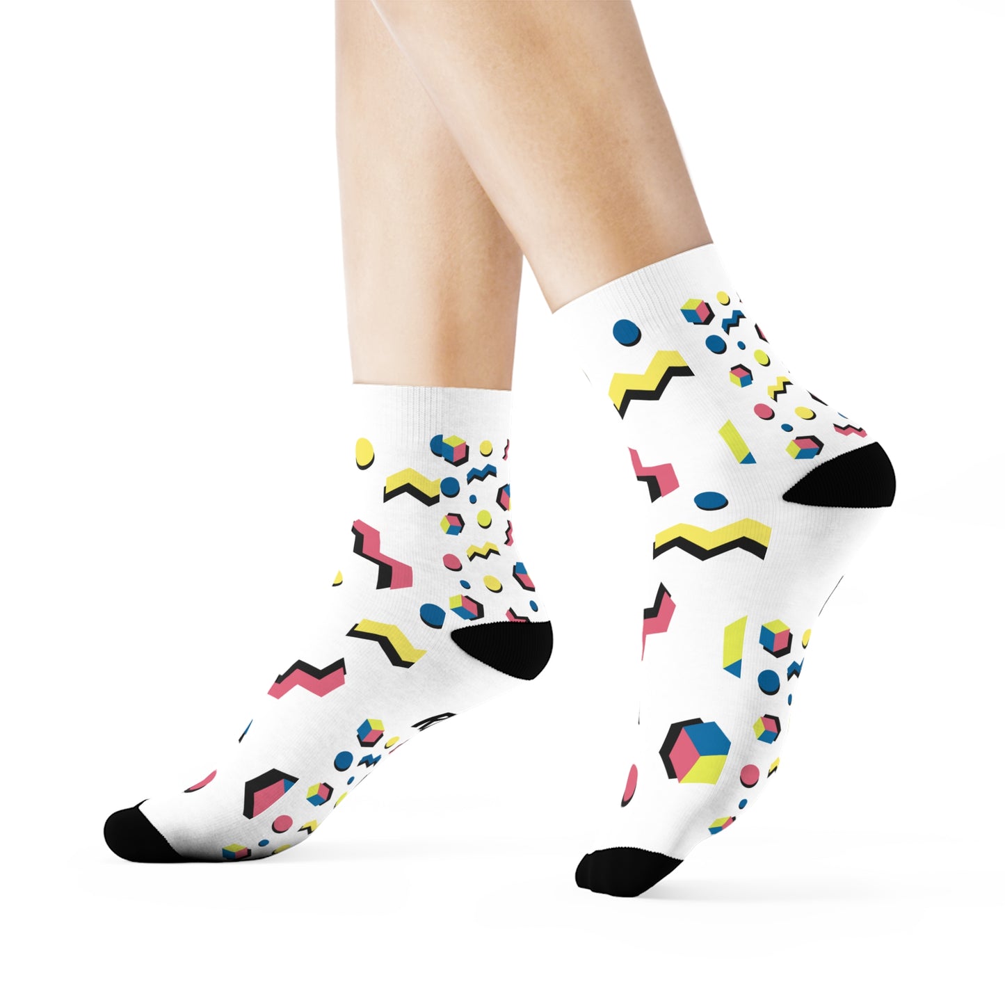 Colorful Geometric Crew Socks, Funky Socks for Casual Wear, Gifts for Her, Trendy Stocking Stuffers, Fun Fashion Accessory