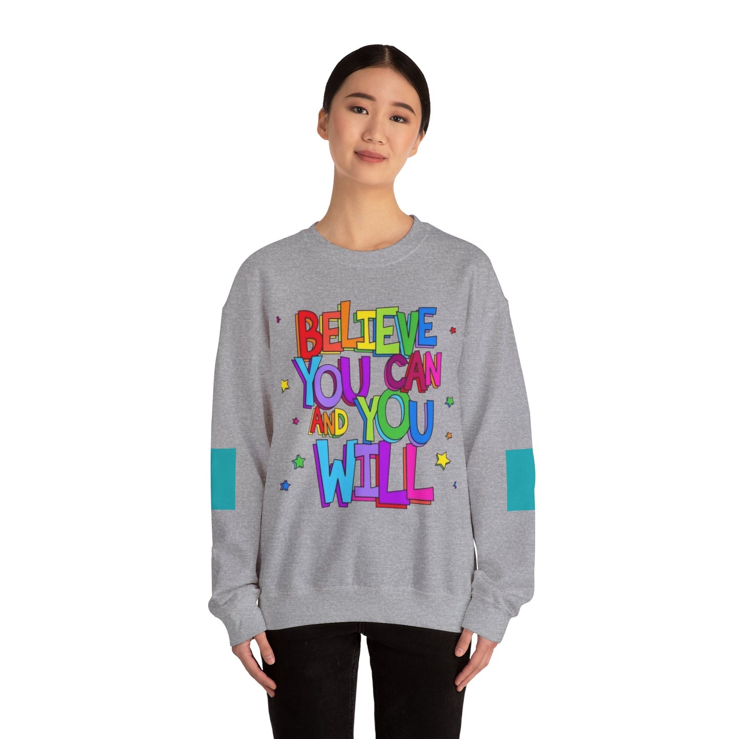 Colorful Motivational Crewneck Sweatshirt, Cozy Unisex Sweater, Inspiration Gift, Uplifting Apparel, Everyday Wear, Positive Vibes