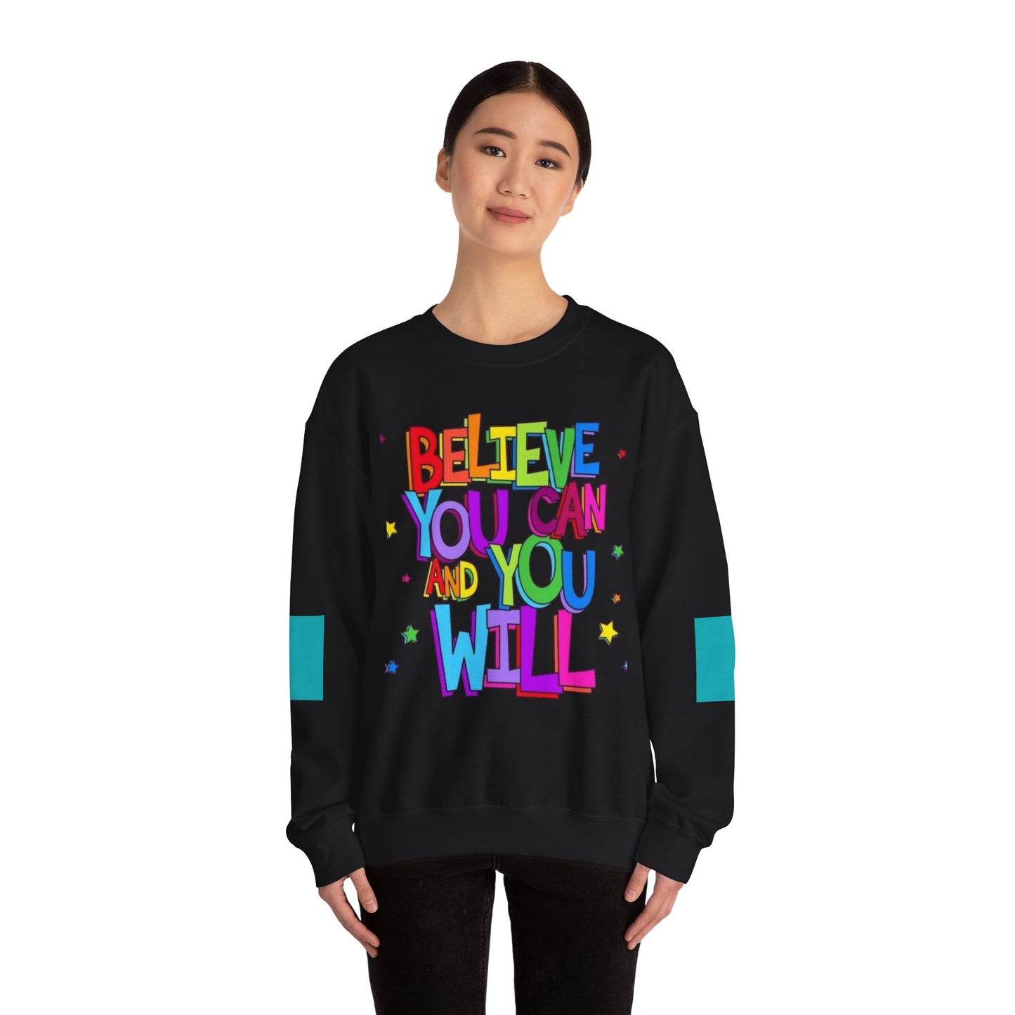 Colorful Motivational Crewneck Sweatshirt, Cozy Unisex Sweater, Inspiration Gift, Uplifting Apparel, Everyday Wear, Positive Vibes