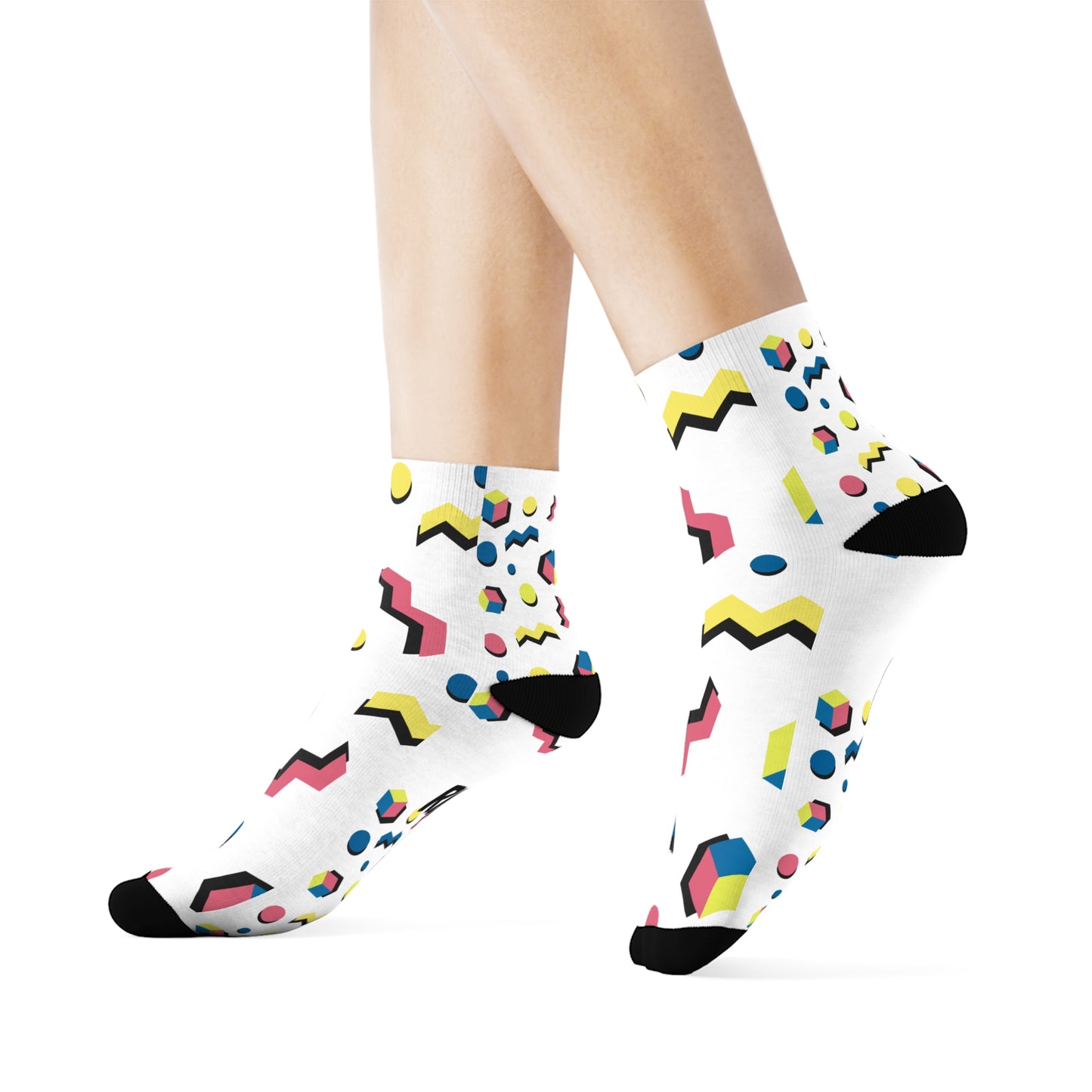 Colorful Geometric Crew Socks, Funky Socks for Casual Wear, Gifts for Her, Trendy Stocking Stuffers, Fun Fashion Accessory