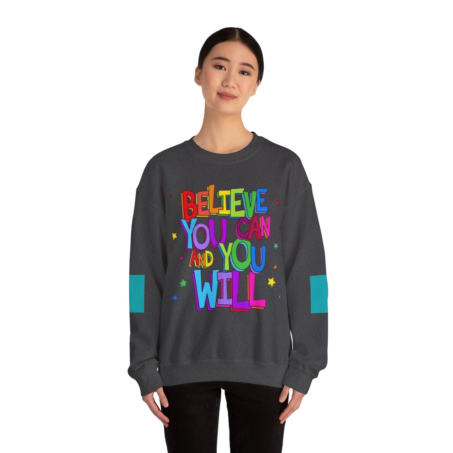 Colorful Motivational Crewneck Sweatshirt, Cozy Unisex Sweater, Inspiration Gift, Uplifting Apparel, Everyday Wear, Positive Vibes