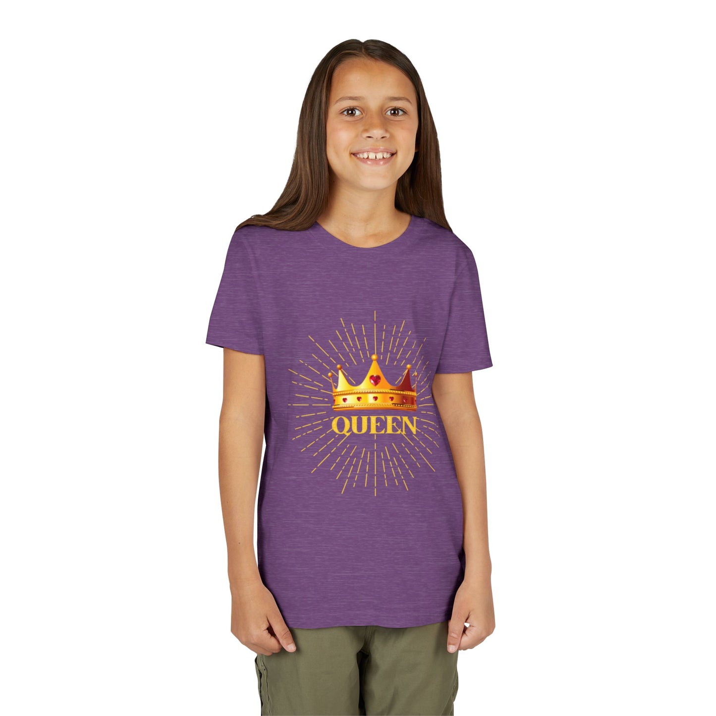 Queen Youth Short Sleeve Tee, Kids Crown Shirt, Birthday Gift for Girls, Cute Casual Wear, Royalty Themed Tee, Celebratory Apparel