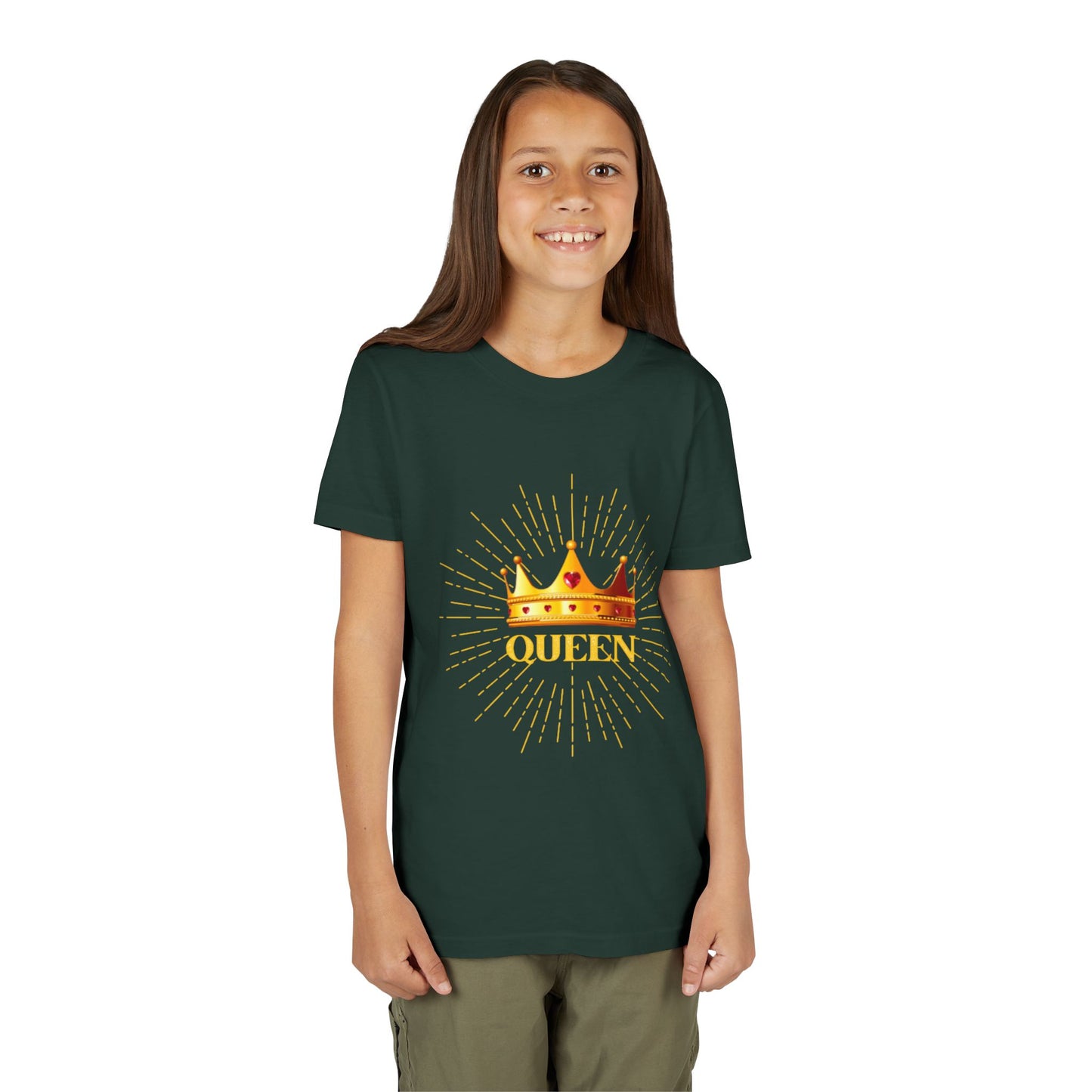 Queen Youth Short Sleeve Tee, Kids Crown Shirt, Birthday Gift for Girls, Cute Casual Wear, Royalty Themed Tee, Celebratory Apparel