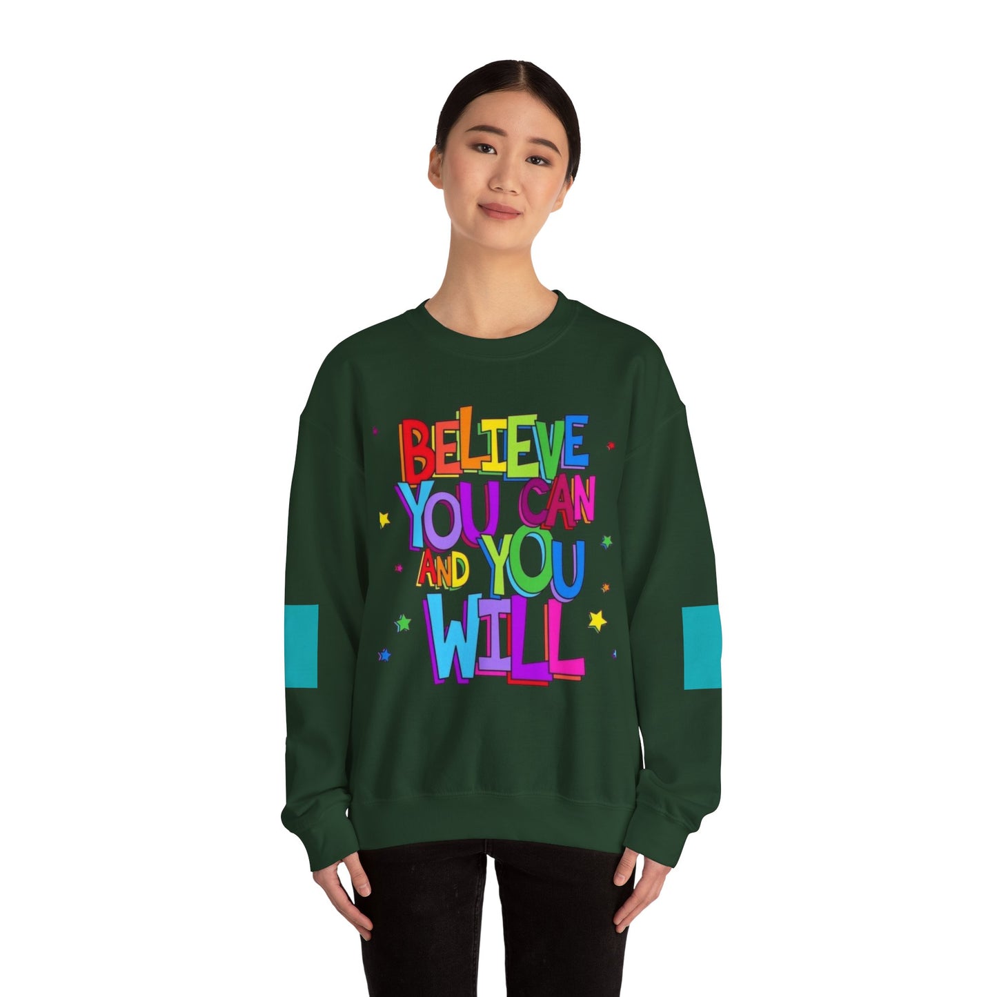 Colorful Motivational Crewneck Sweatshirt, Cozy Unisex Sweater, Inspiration Gift, Uplifting Apparel, Everyday Wear, Positive Vibes