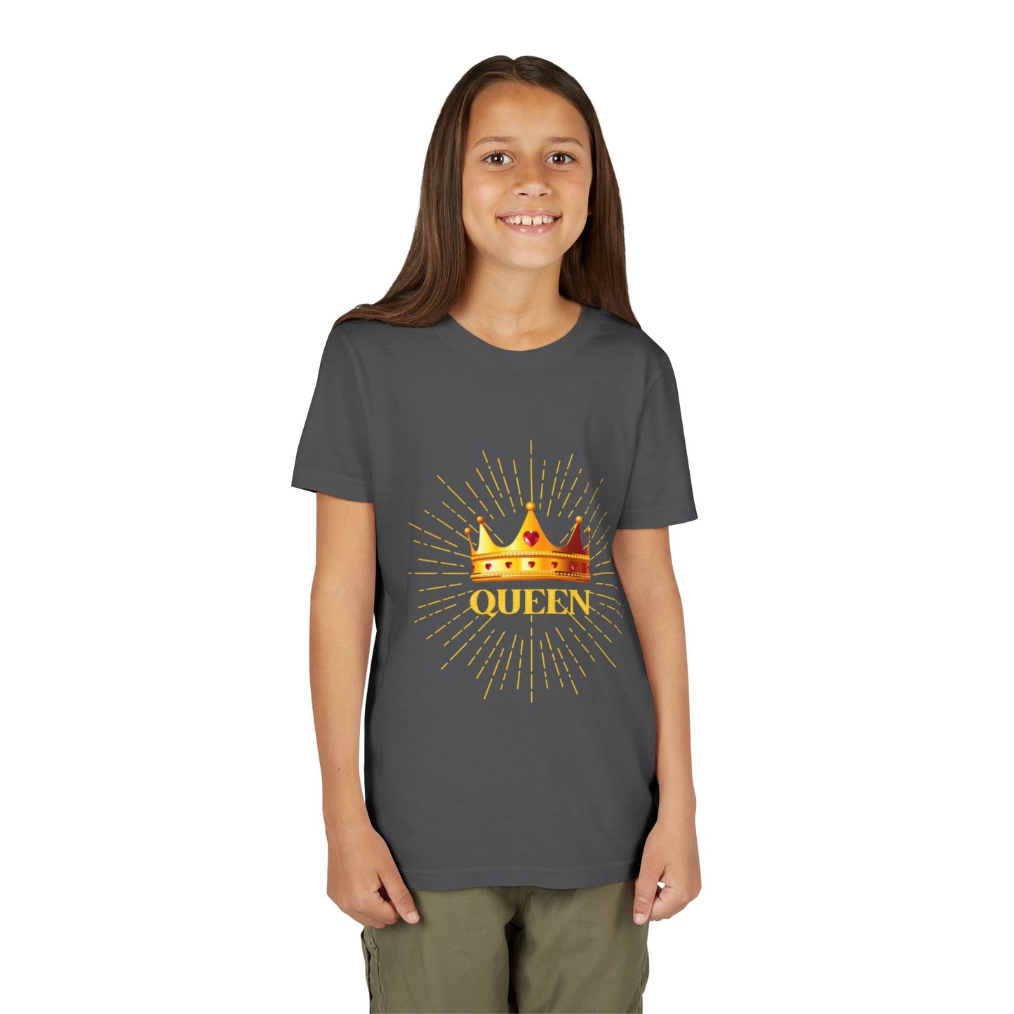 Queen Youth Short Sleeve Tee, Kids Crown Shirt, Birthday Gift for Girls, Cute Casual Wear, Royalty Themed Tee, Celebratory Apparel