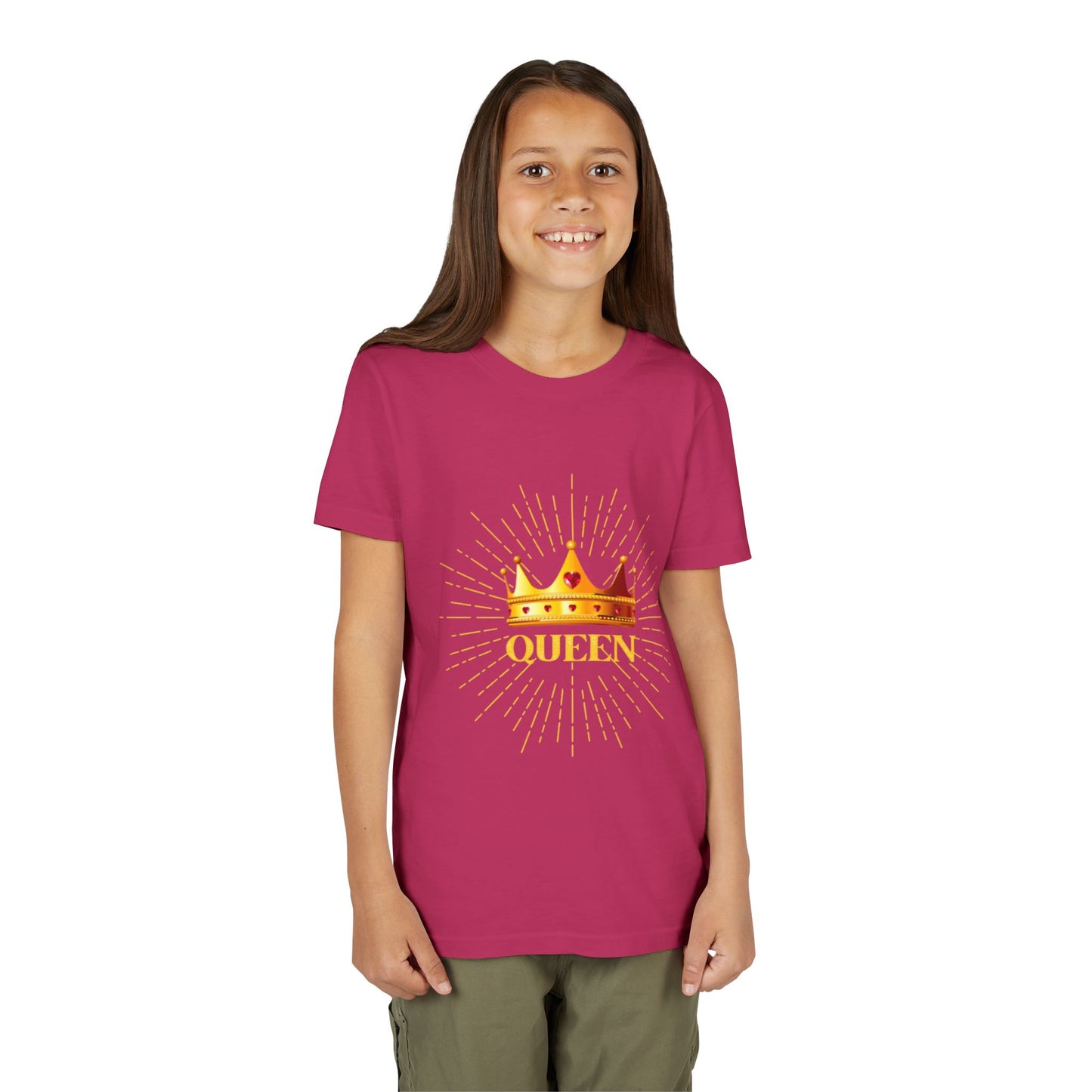 Queen Youth Short Sleeve Tee, Kids Crown Shirt, Birthday Gift for Girls, Cute Casual Wear, Royalty Themed Tee, Celebratory Apparel