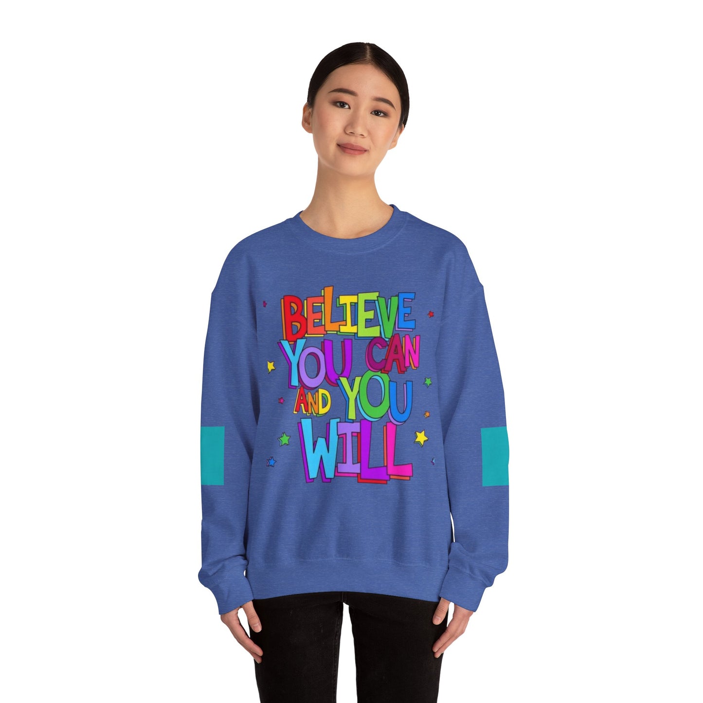 Colorful Motivational Crewneck Sweatshirt, Cozy Unisex Sweater, Inspiration Gift, Uplifting Apparel, Everyday Wear, Positive Vibes