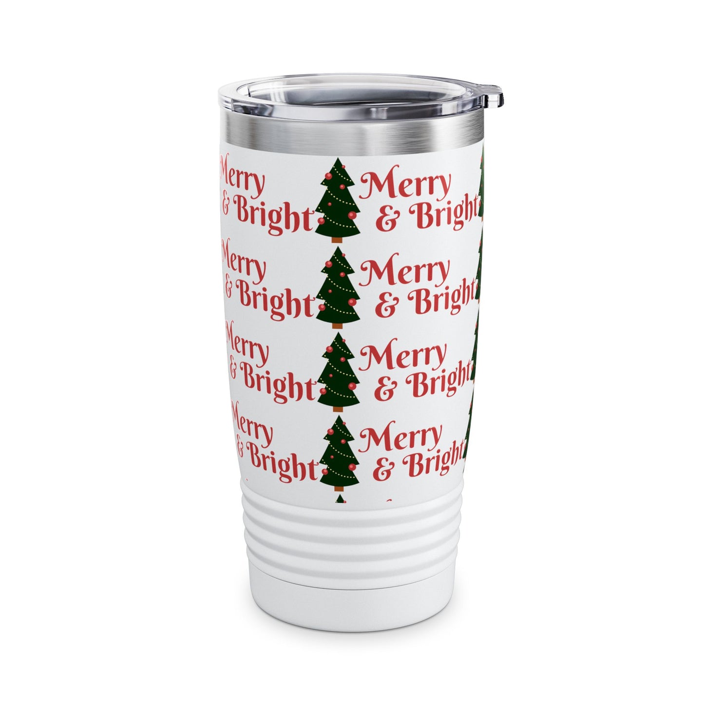 Merry & Bright Holiday Tumbler | 20oz Travel Mug, Christmas Gift, Seasonal Drinkware, Reusable Cup, Festive Party Beverage