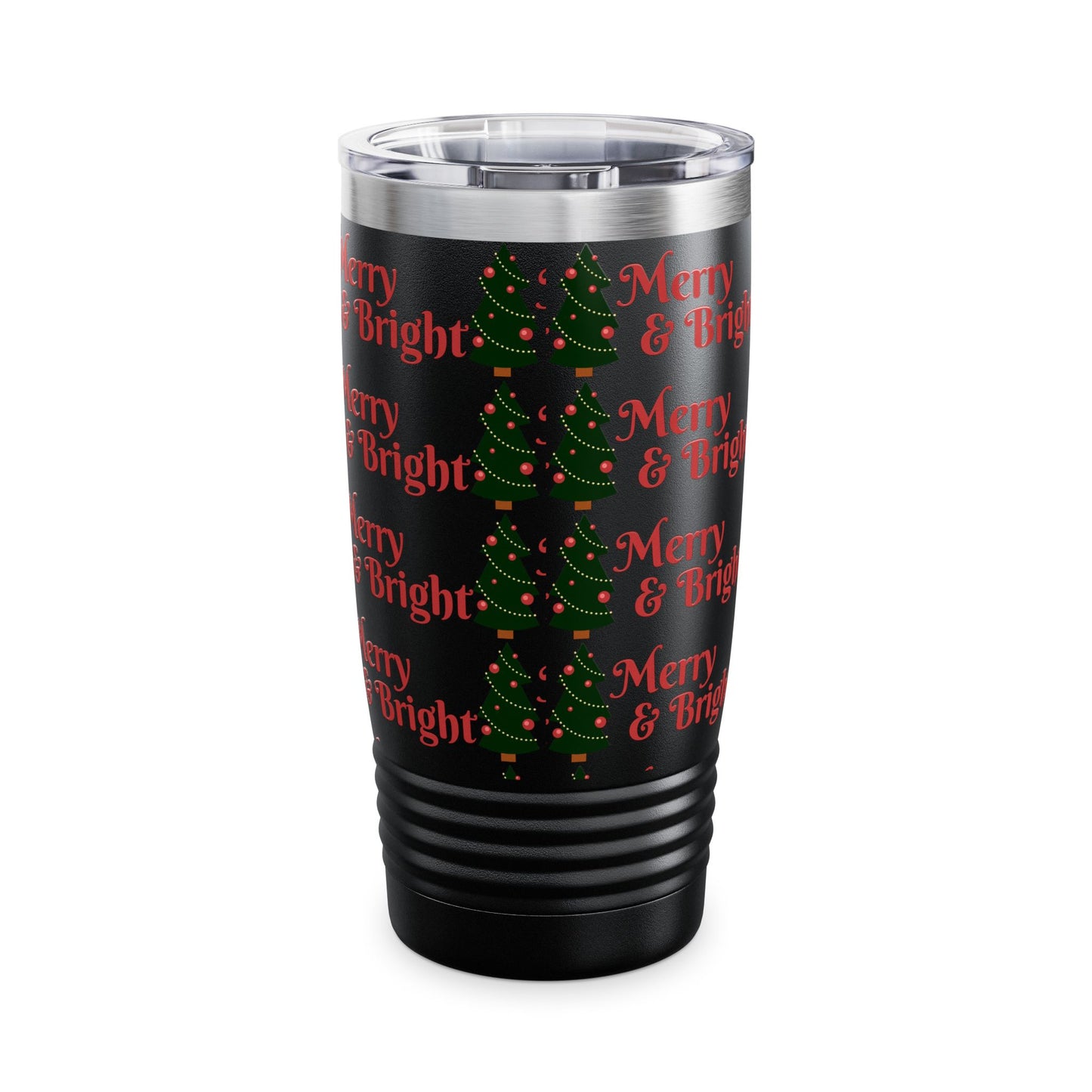Merry & Bright Holiday Tumbler | 20oz Travel Mug, Christmas Gift, Seasonal Drinkware, Reusable Cup, Festive Party Beverage