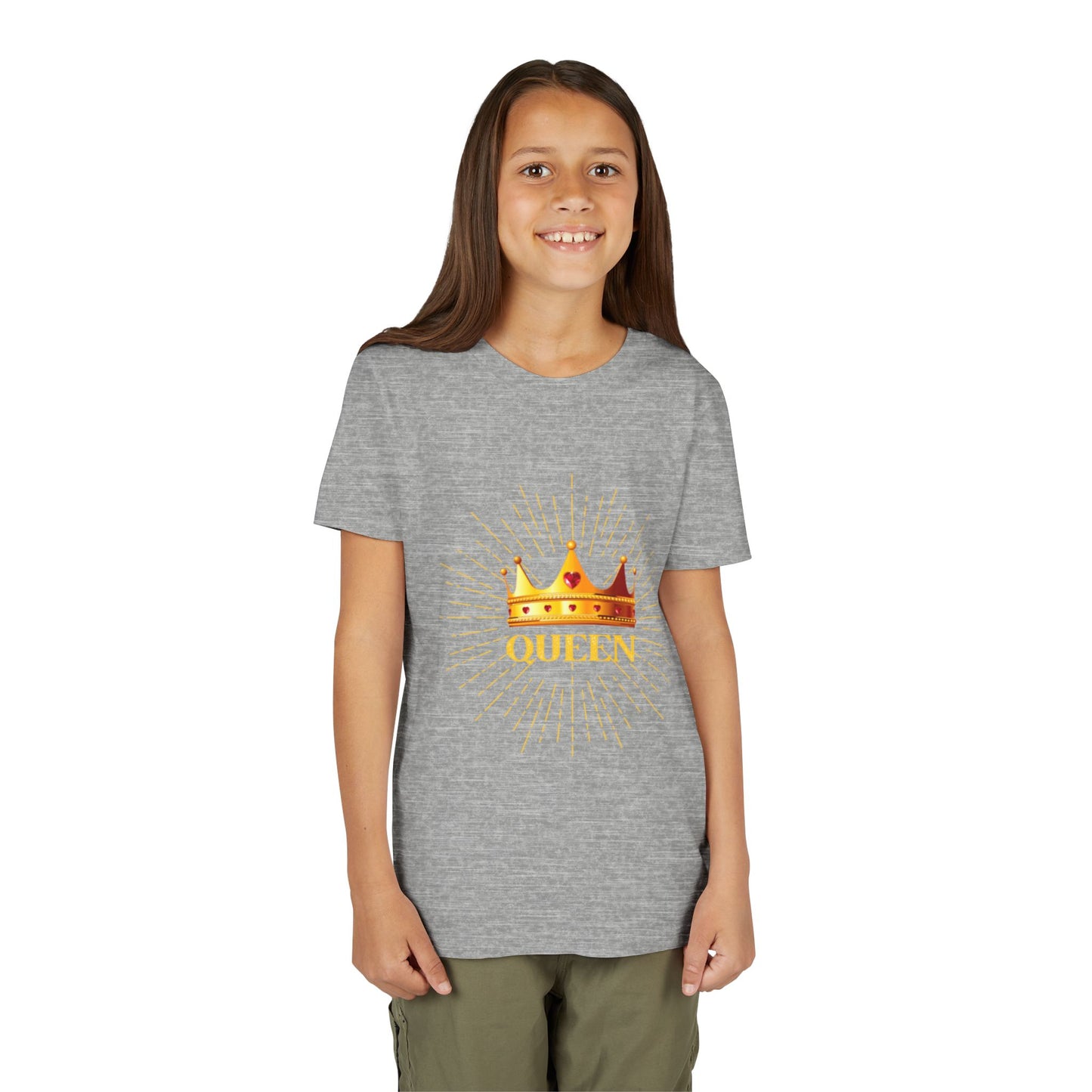 Queen Youth Short Sleeve Tee, Kids Crown Shirt, Birthday Gift for Girls, Cute Casual Wear, Royalty Themed Tee, Celebratory Apparel