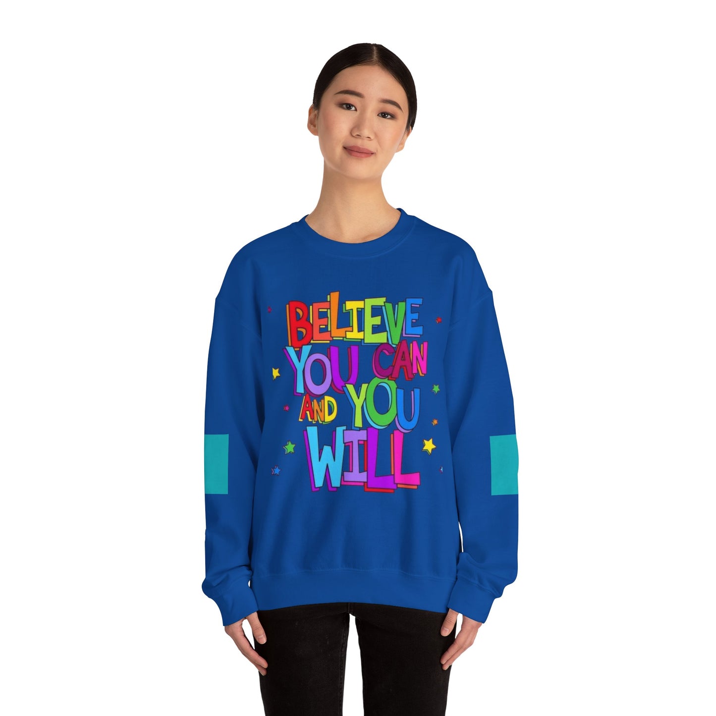 Colorful Motivational Crewneck Sweatshirt, Cozy Unisex Sweater, Inspiration Gift, Uplifting Apparel, Everyday Wear, Positive Vibes
