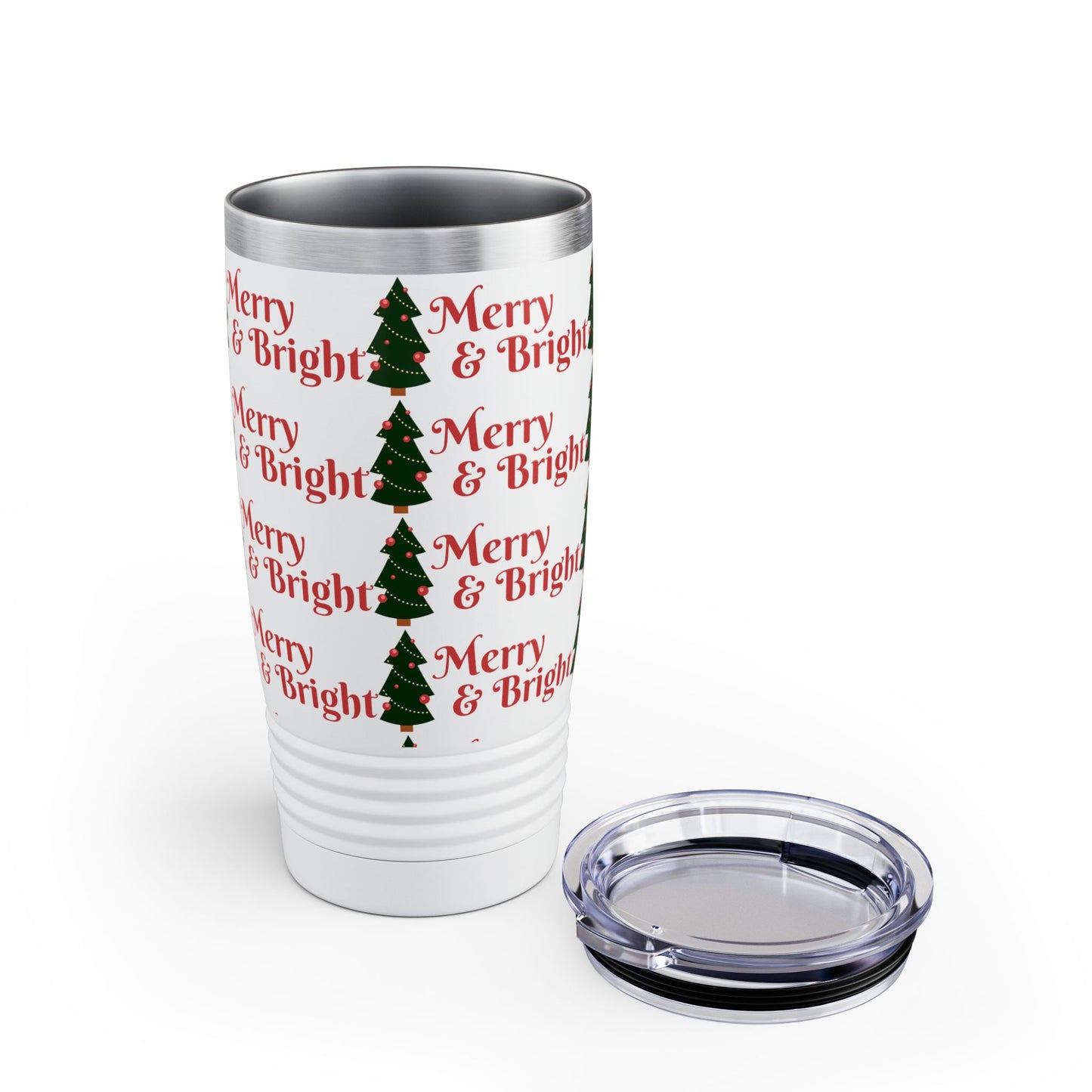 Merry & Bright Holiday Tumbler | 20oz Travel Mug, Christmas Gift, Seasonal Drinkware, Reusable Cup, Festive Party Beverage