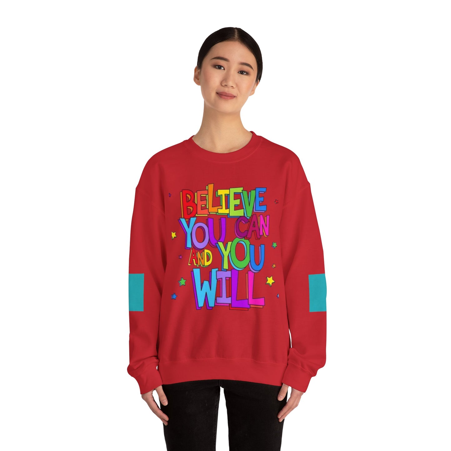 Colorful Motivational Crewneck Sweatshirt, Cozy Unisex Sweater, Inspiration Gift, Uplifting Apparel, Everyday Wear, Positive Vibes