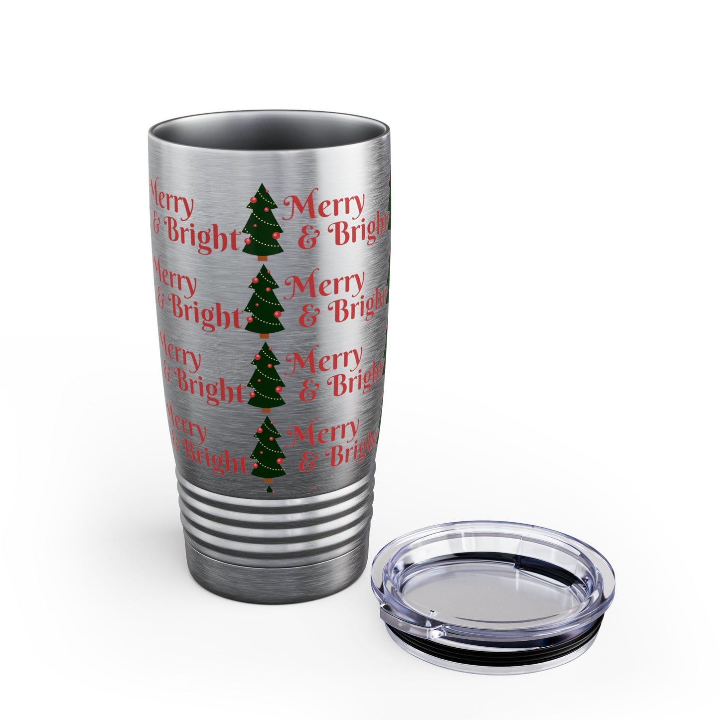 Merry & Bright Holiday Tumbler | 20oz Travel Mug, Christmas Gift, Seasonal Drinkware, Reusable Cup, Festive Party Beverage