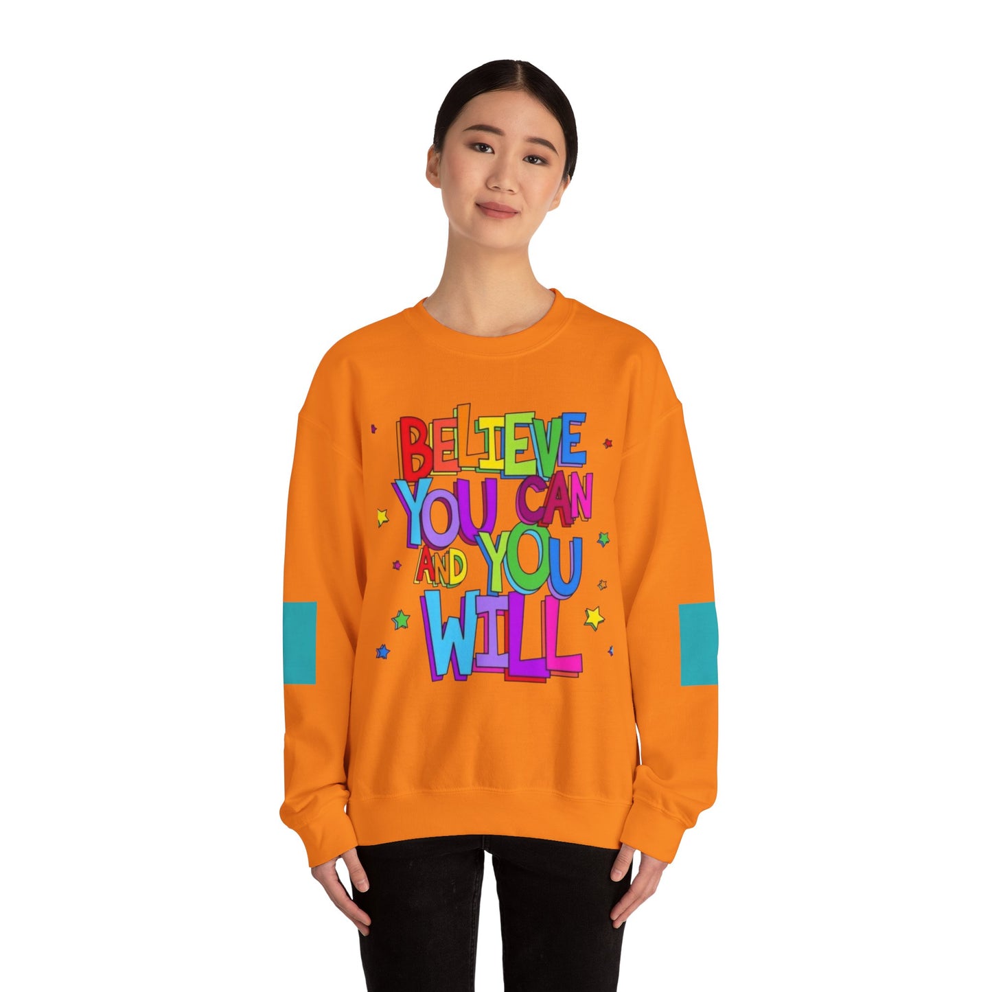 Colorful Motivational Crewneck Sweatshirt, Cozy Unisex Sweater, Inspiration Gift, Uplifting Apparel, Everyday Wear, Positive Vibes