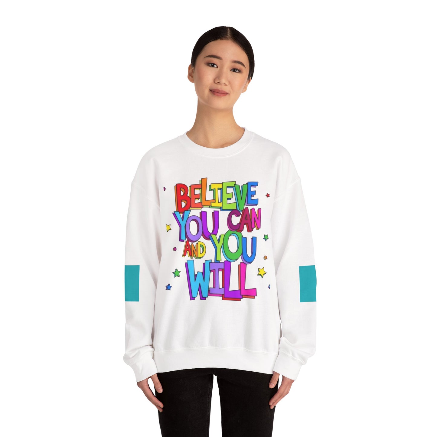 Colorful Motivational Crewneck Sweatshirt, Cozy Unisex Sweater, Inspiration Gift, Uplifting Apparel, Everyday Wear, Positive Vibes