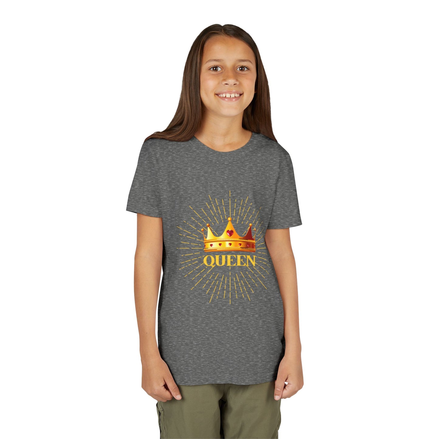 Queen Youth Short Sleeve Tee, Kids Crown Shirt, Birthday Gift for Girls, Cute Casual Wear, Royalty Themed Tee, Celebratory Apparel