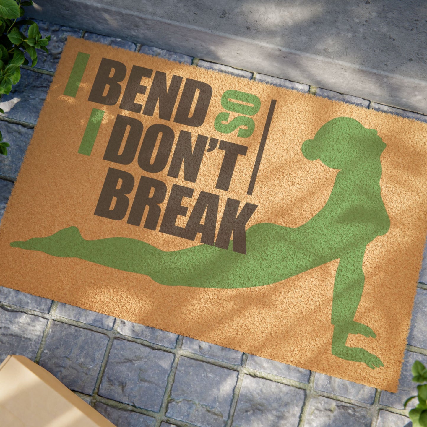 Inspirational Yoga Doormat, I Bend So I Don't Break, Home Decor, Fitness Motivational Mat, Yoga Gifts, Exercise Entry Rug