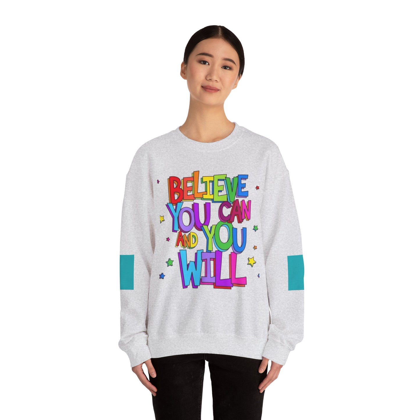 Colorful Motivational Crewneck Sweatshirt, Cozy Unisex Sweater, Inspiration Gift, Uplifting Apparel, Everyday Wear, Positive Vibes