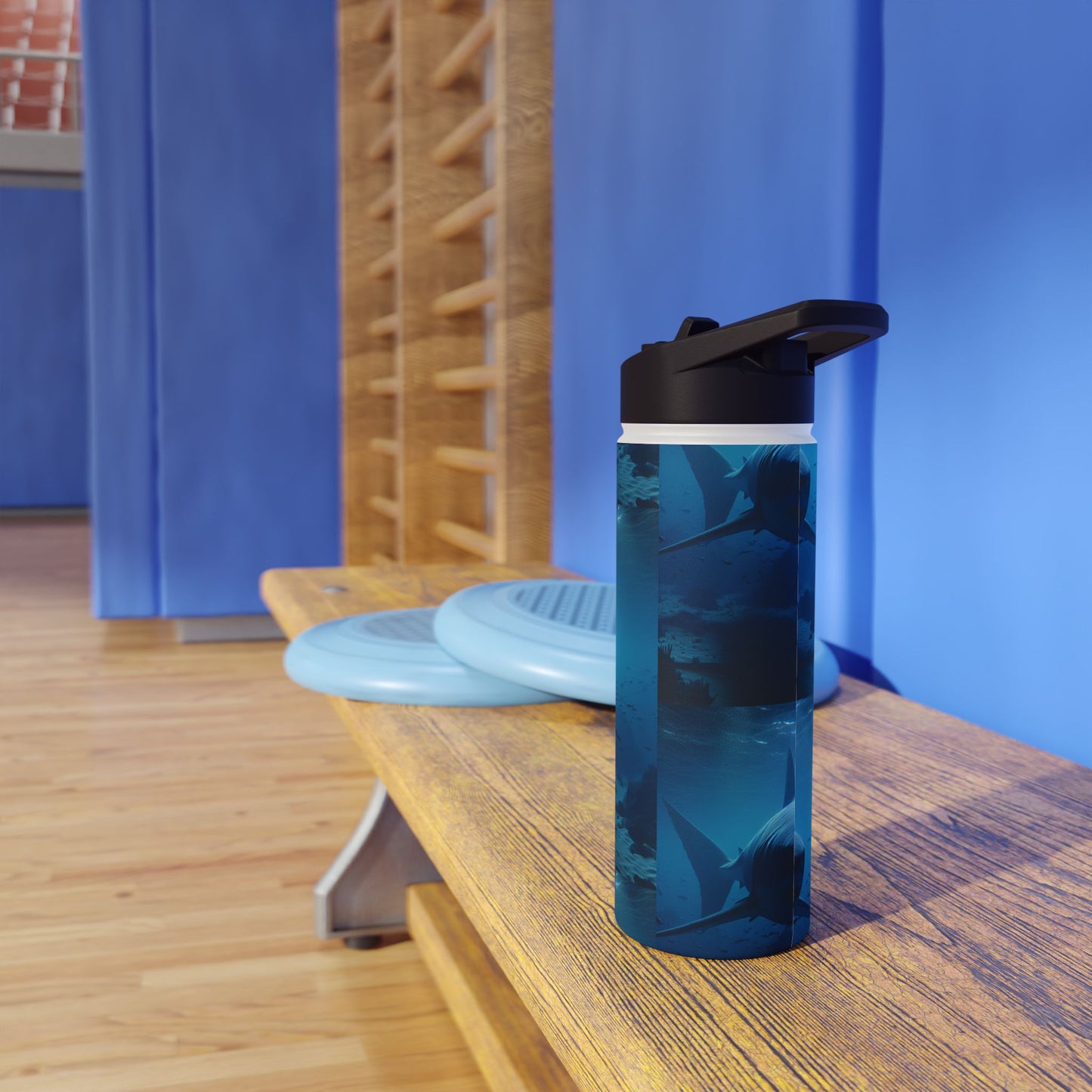 Ocean Adventure Water Bottle, Shark Design, Travel Mug, Eco-Friendly Drinkware, Beach Gift, Wildlife Lover's Bottle