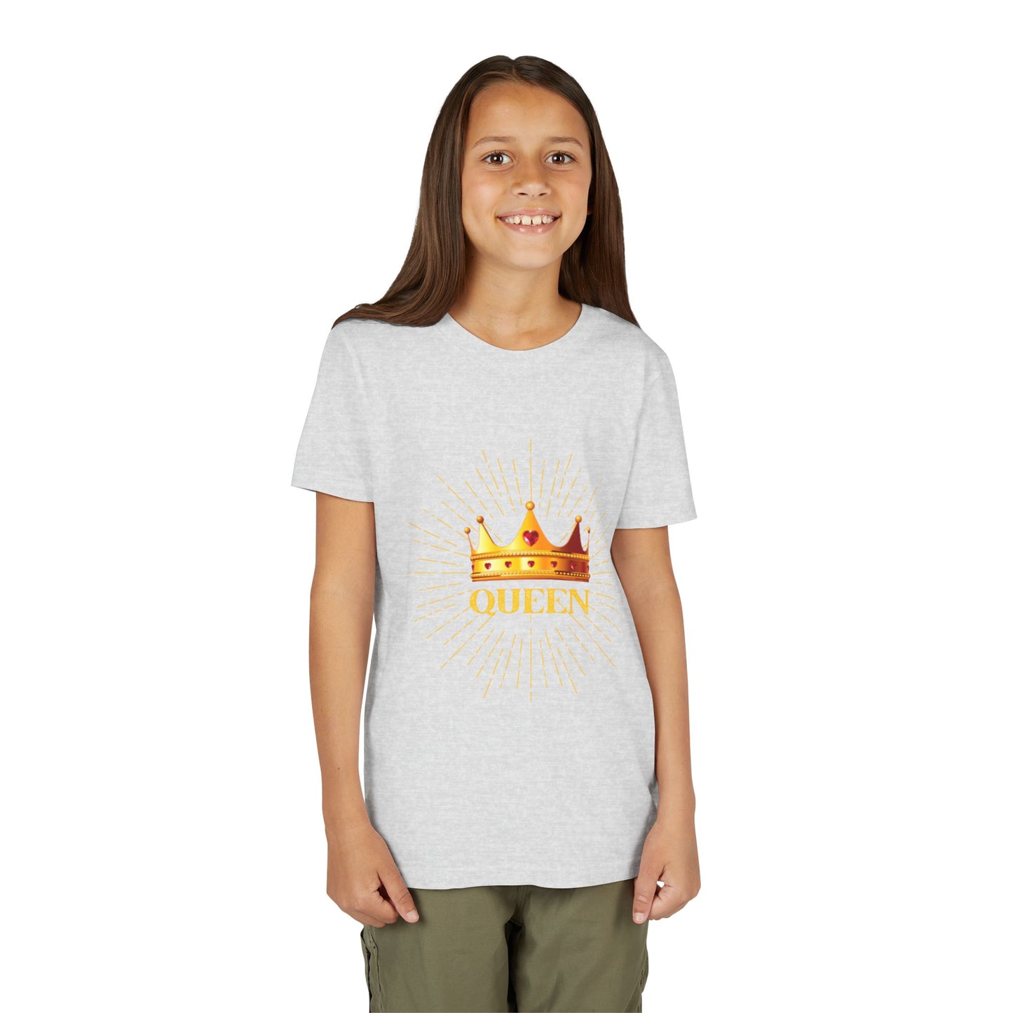 Queen Youth Short Sleeve Tee, Kids Crown Shirt, Birthday Gift for Girls, Cute Casual Wear, Royalty Themed Tee, Celebratory Apparel