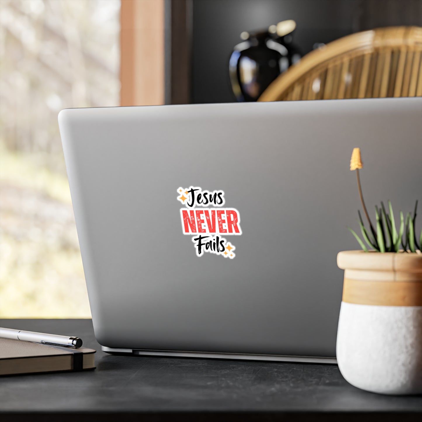 Inspirational Vinyl Decals - Jesus Never Fails, Faith Stickers, Home Decor, Christian Gifts, Car Stickers, Motivational Quotes