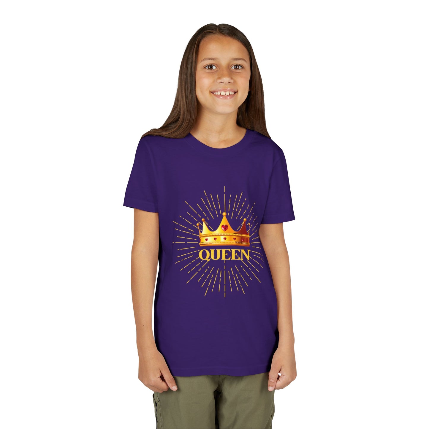 Queen Youth Short Sleeve Tee, Kids Crown Shirt, Birthday Gift for Girls, Cute Casual Wear, Royalty Themed Tee, Celebratory Apparel