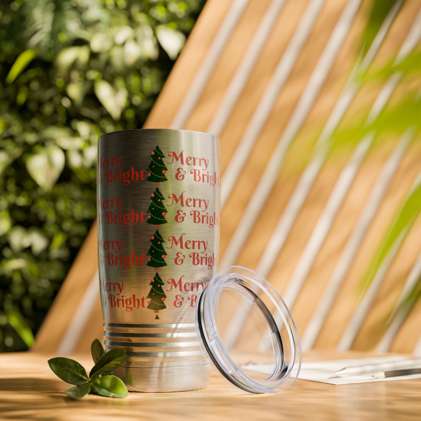 Merry & Bright Holiday Tumbler | 20oz Travel Mug, Christmas Gift, Seasonal Drinkware, Reusable Cup, Festive Party Beverage