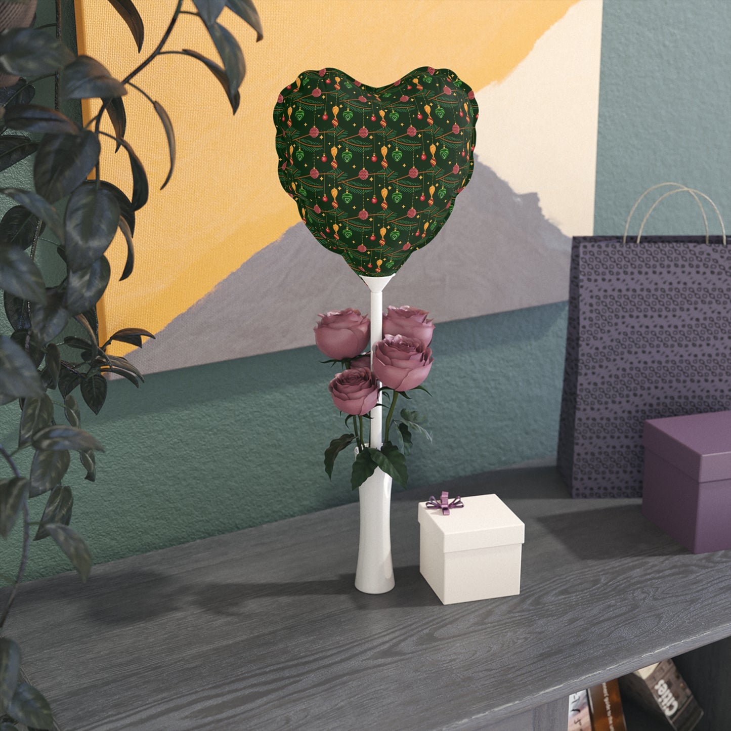 Christmas Print Balloons (Round and Heart-shaped) 6" Decorations