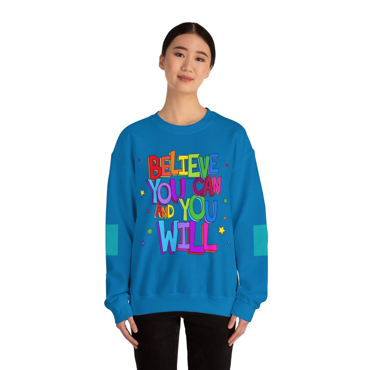 Colorful Motivational Crewneck Sweatshirt, Cozy Unisex Sweater, Inspiration Gift, Uplifting Apparel, Everyday Wear, Positive Vibes