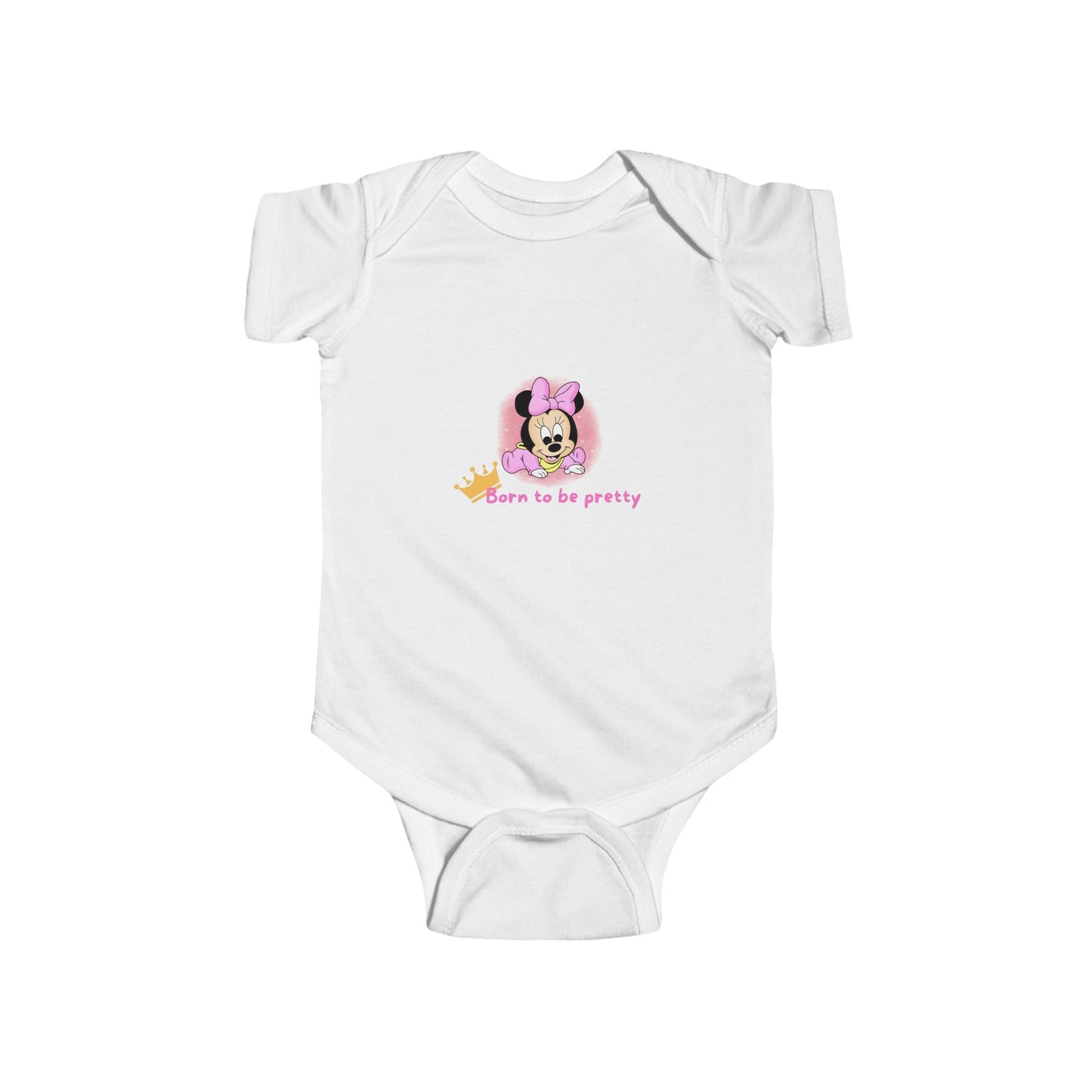 Cute Minnie Mouse Baby Bodysuit - "Born to be pretty" Infant Outfit