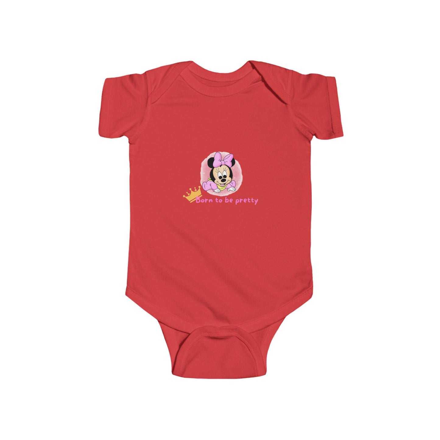 Cute Minnie Mouse Baby Bodysuit - "Born to be pretty" Infant Outfit