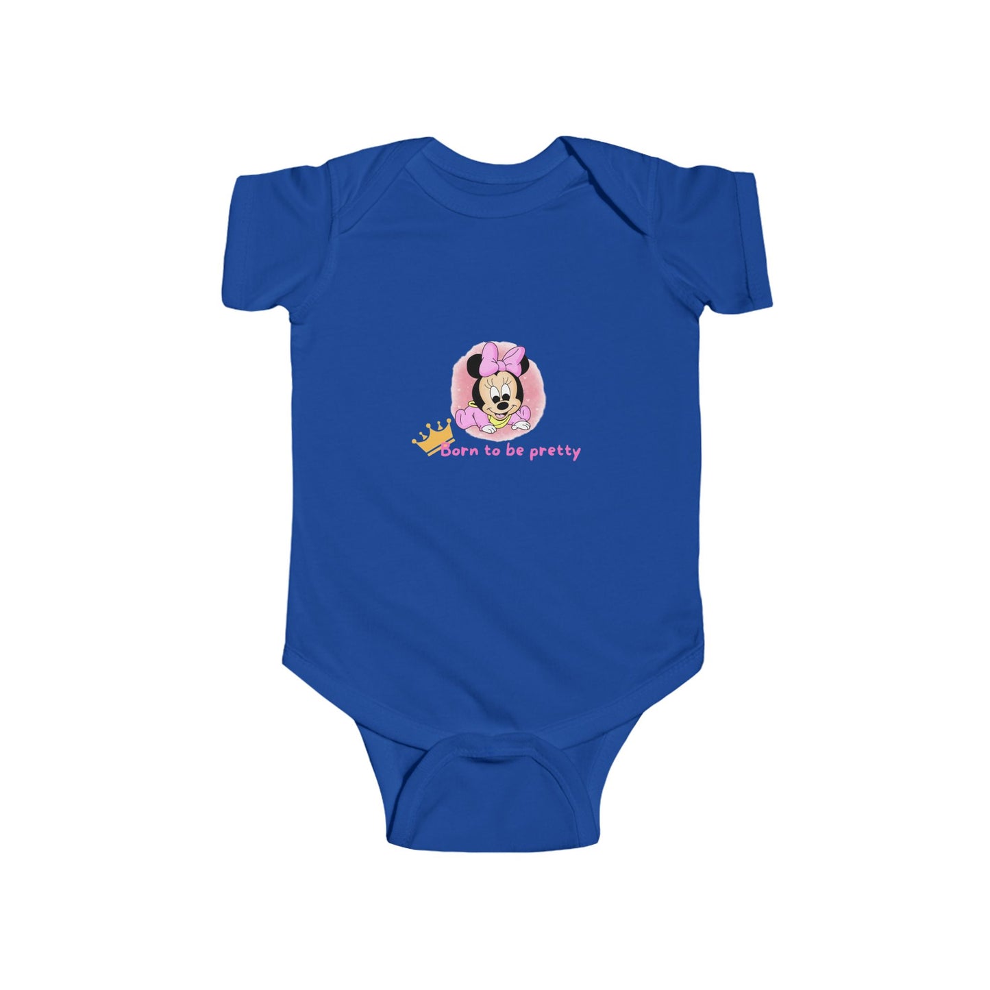 Cute Minnie Mouse Baby Bodysuit - "Born to be pretty" Infant Outfit
