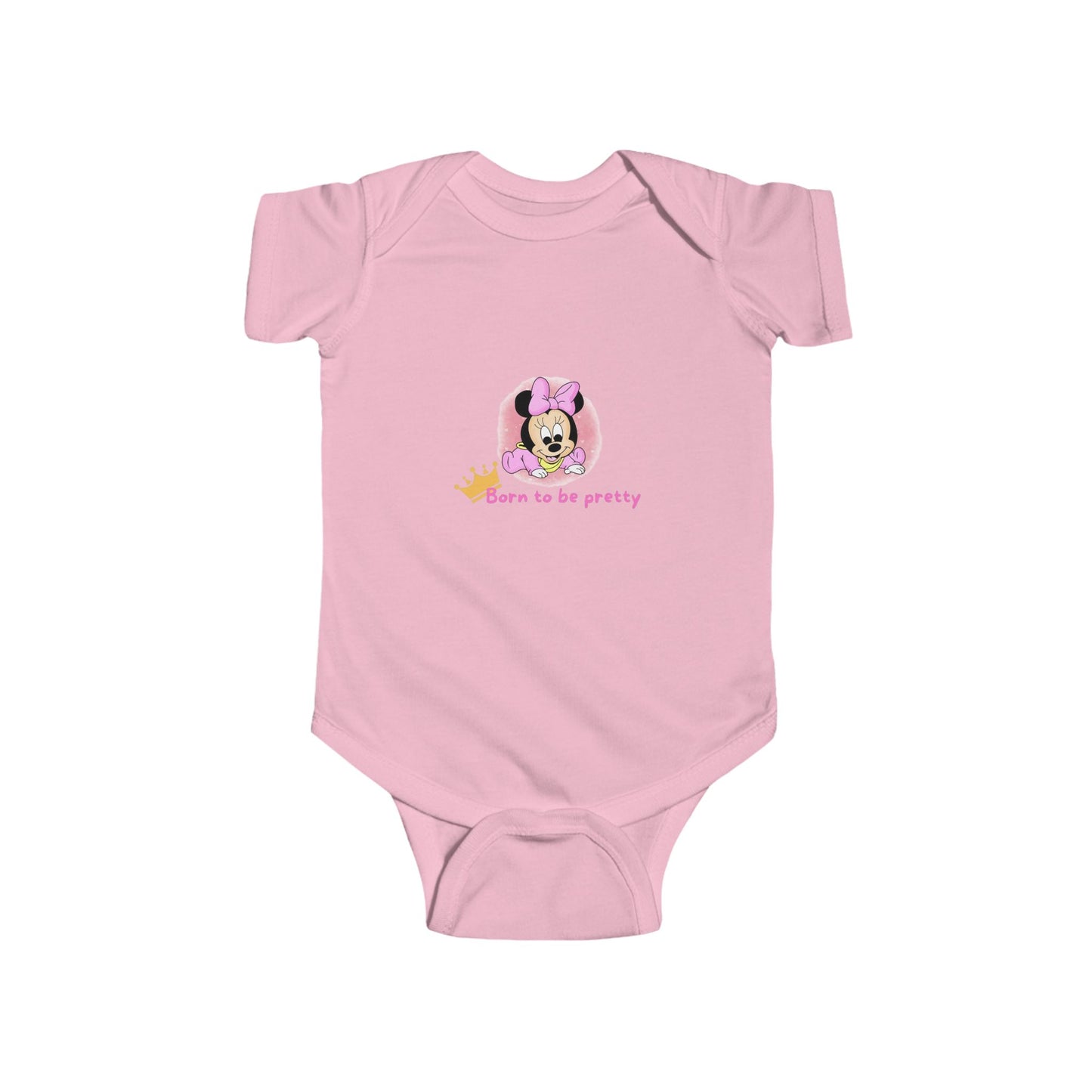 Cute Minnie Mouse Baby Bodysuit - "Born to be pretty" Infant Outfit