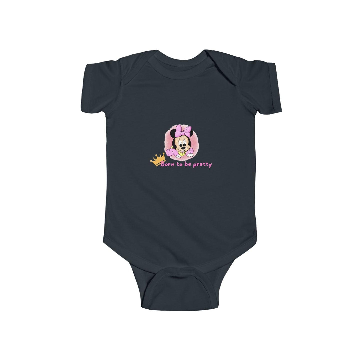 Cute Minnie Mouse Baby Bodysuit - "Born to be pretty" Infant Outfit