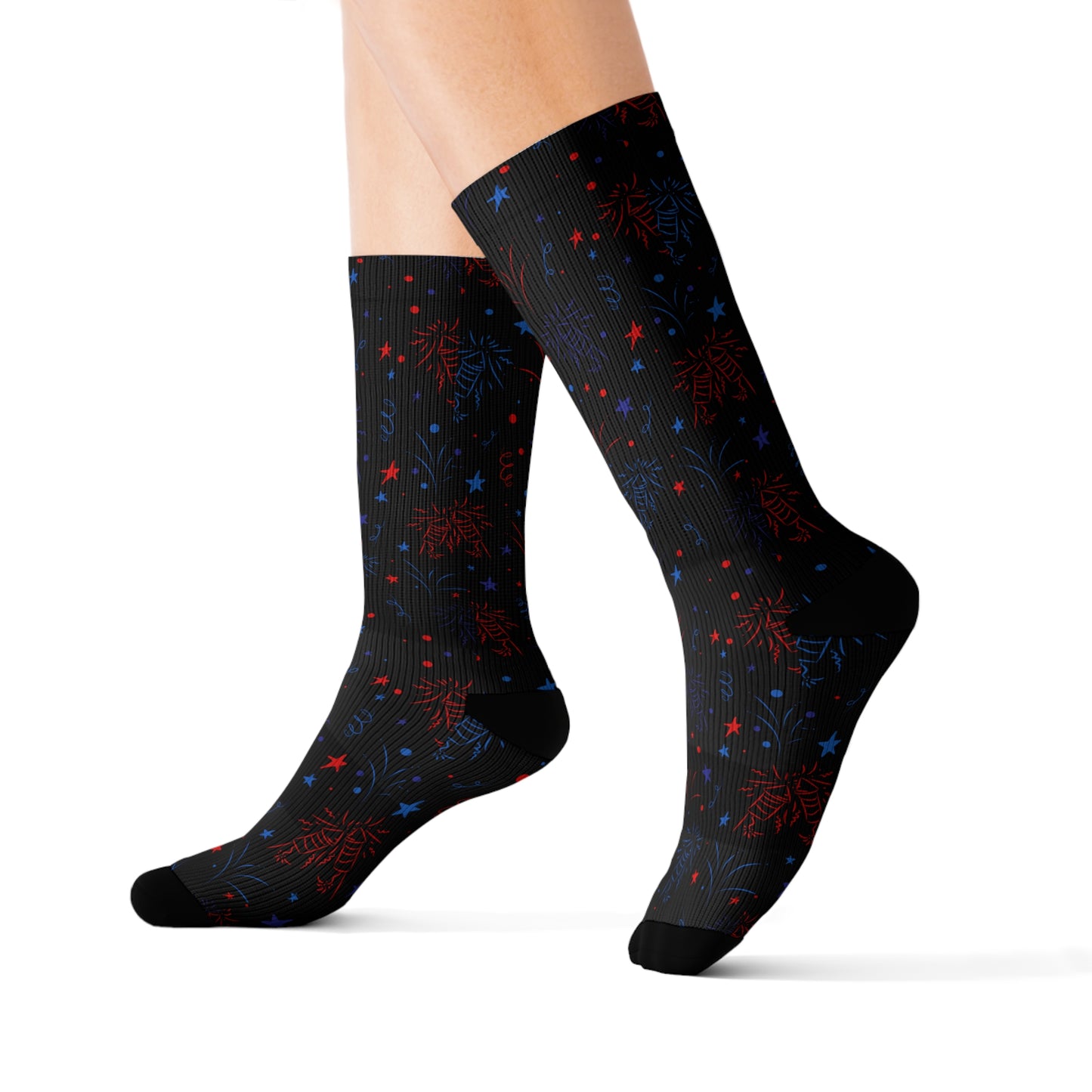 Fireworks Pattern Socks, Fun Gift for Celebrations, Cozy Footwear for Independence Day, Unique Holiday Socks, Comfortable Everyday Wear