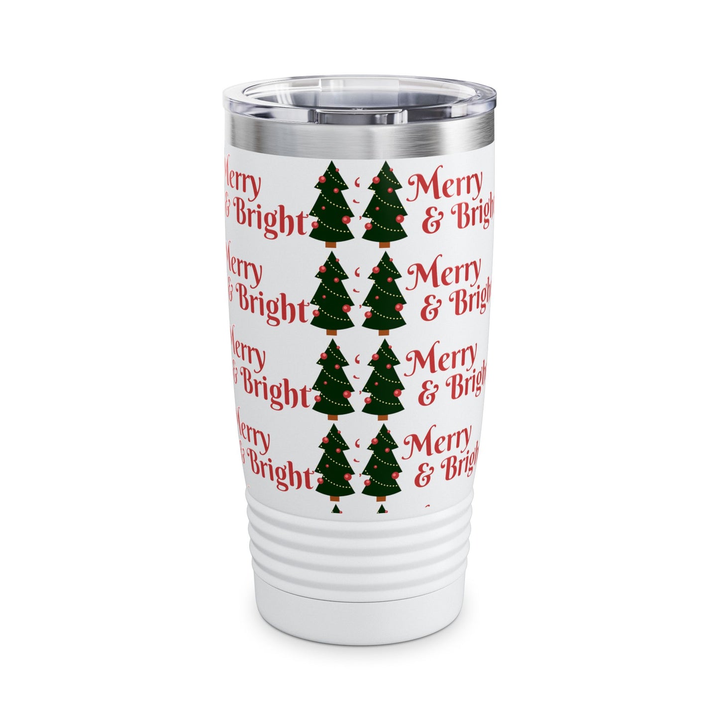 Merry & Bright Holiday Tumbler | 20oz Travel Mug, Christmas Gift, Seasonal Drinkware, Reusable Cup, Festive Party Beverage