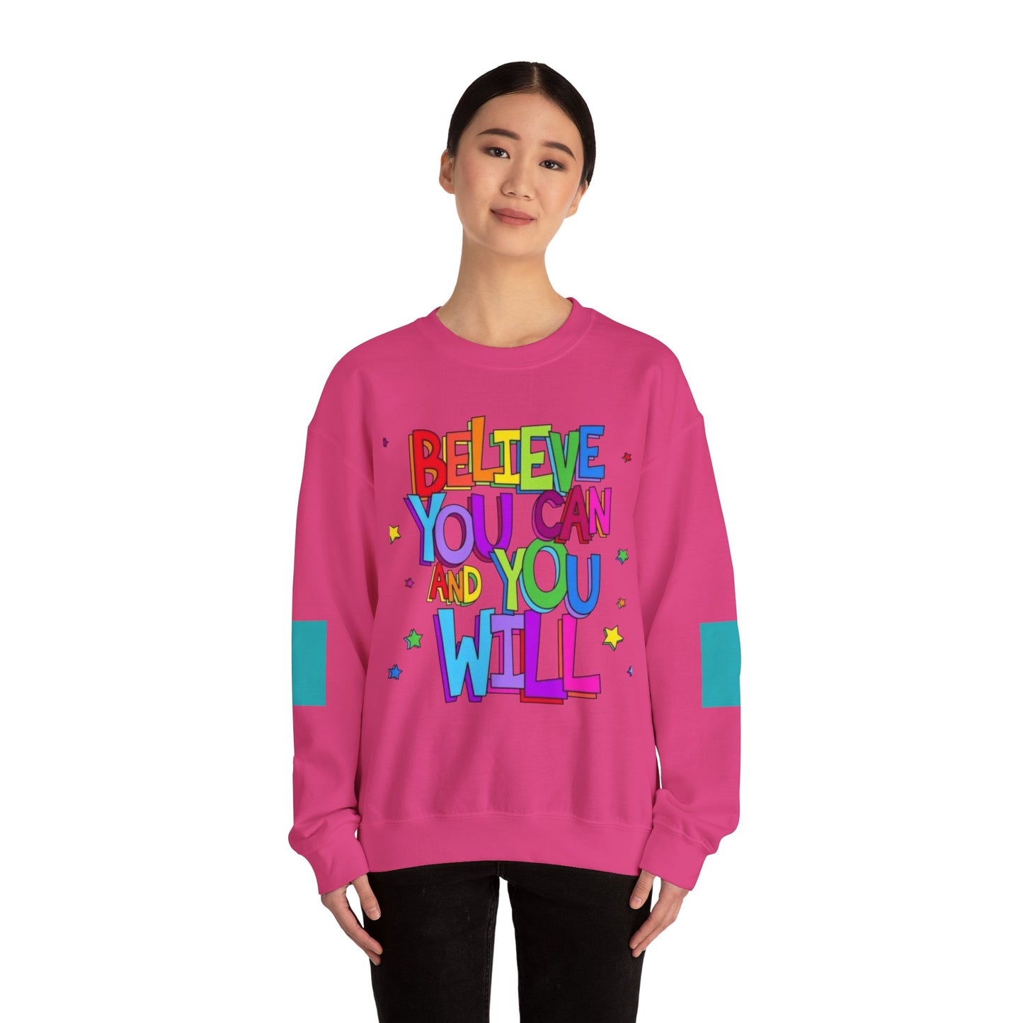 Colorful Motivational Crewneck Sweatshirt, Cozy Unisex Sweater, Inspiration Gift, Uplifting Apparel, Everyday Wear, Positive Vibes