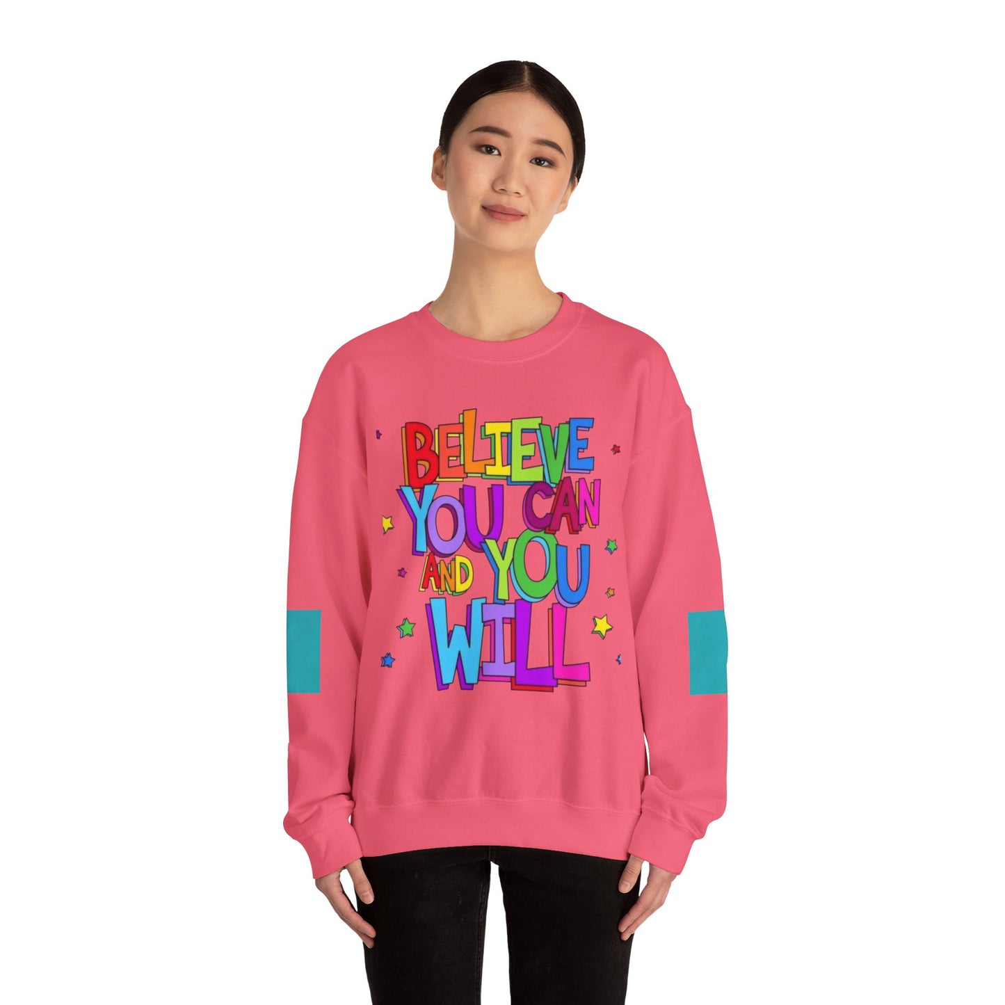 Colorful Motivational Crewneck Sweatshirt, Cozy Unisex Sweater, Inspiration Gift, Uplifting Apparel, Everyday Wear, Positive Vibes