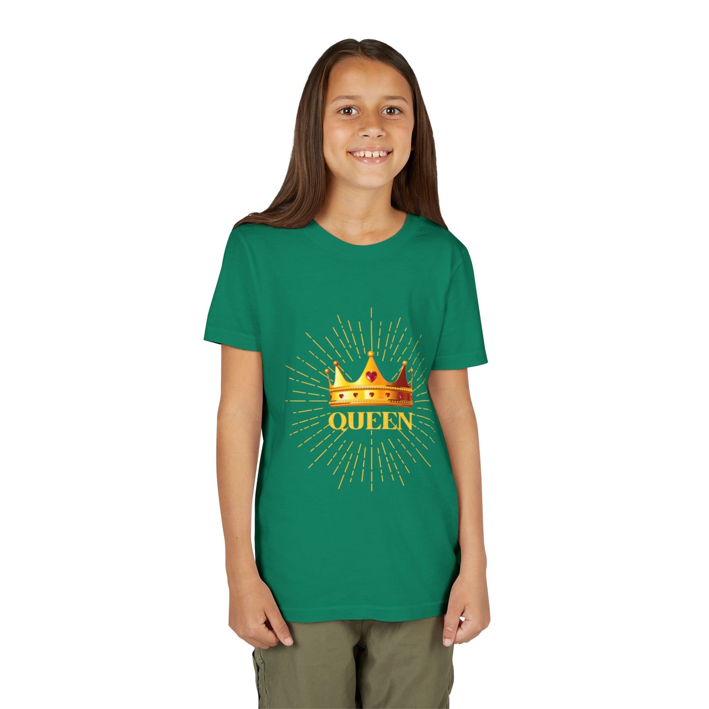 Queen Youth Short Sleeve Tee, Kids Crown Shirt, Birthday Gift for Girls, Cute Casual Wear, Royalty Themed Tee, Celebratory Apparel