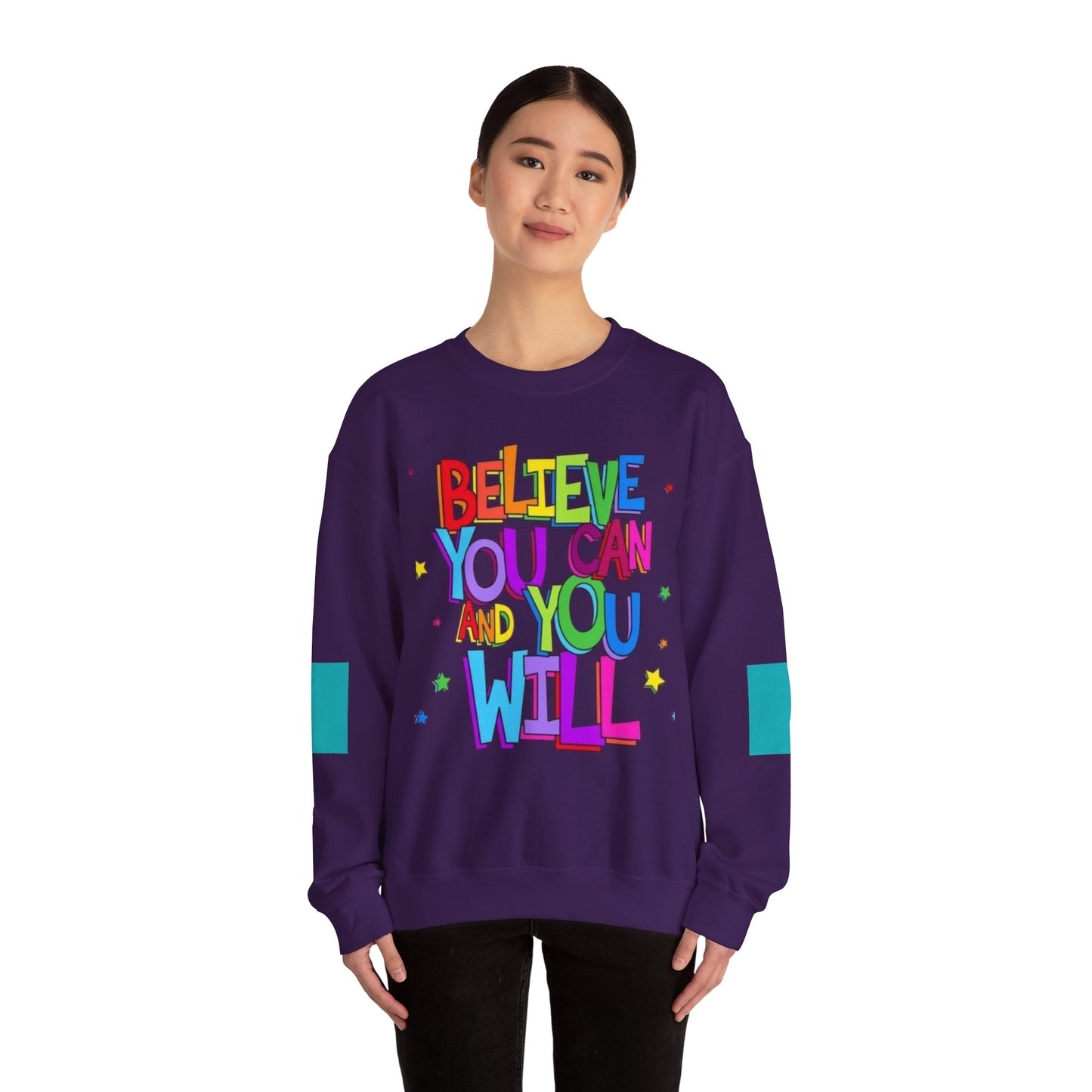 Colorful Motivational Crewneck Sweatshirt, Cozy Unisex Sweater, Inspiration Gift, Uplifting Apparel, Everyday Wear, Positive Vibes
