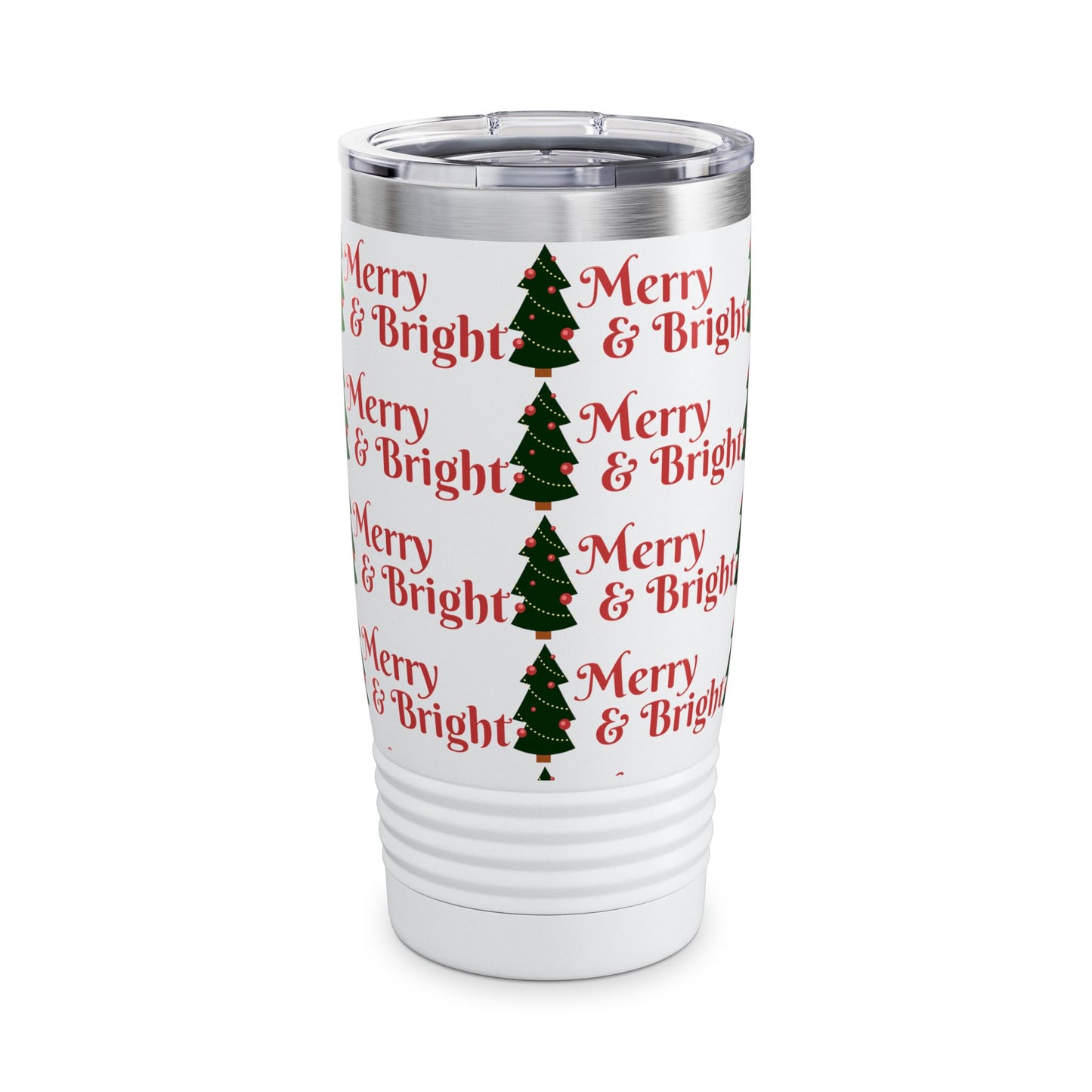 Merry & Bright Holiday Tumbler | 20oz Travel Mug, Christmas Gift, Seasonal Drinkware, Reusable Cup, Festive Party Beverage