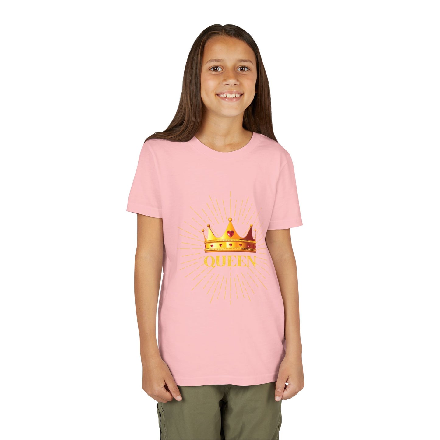 Queen Youth Short Sleeve Tee, Kids Crown Shirt, Birthday Gift for Girls, Cute Casual Wear, Royalty Themed Tee, Celebratory Apparel
