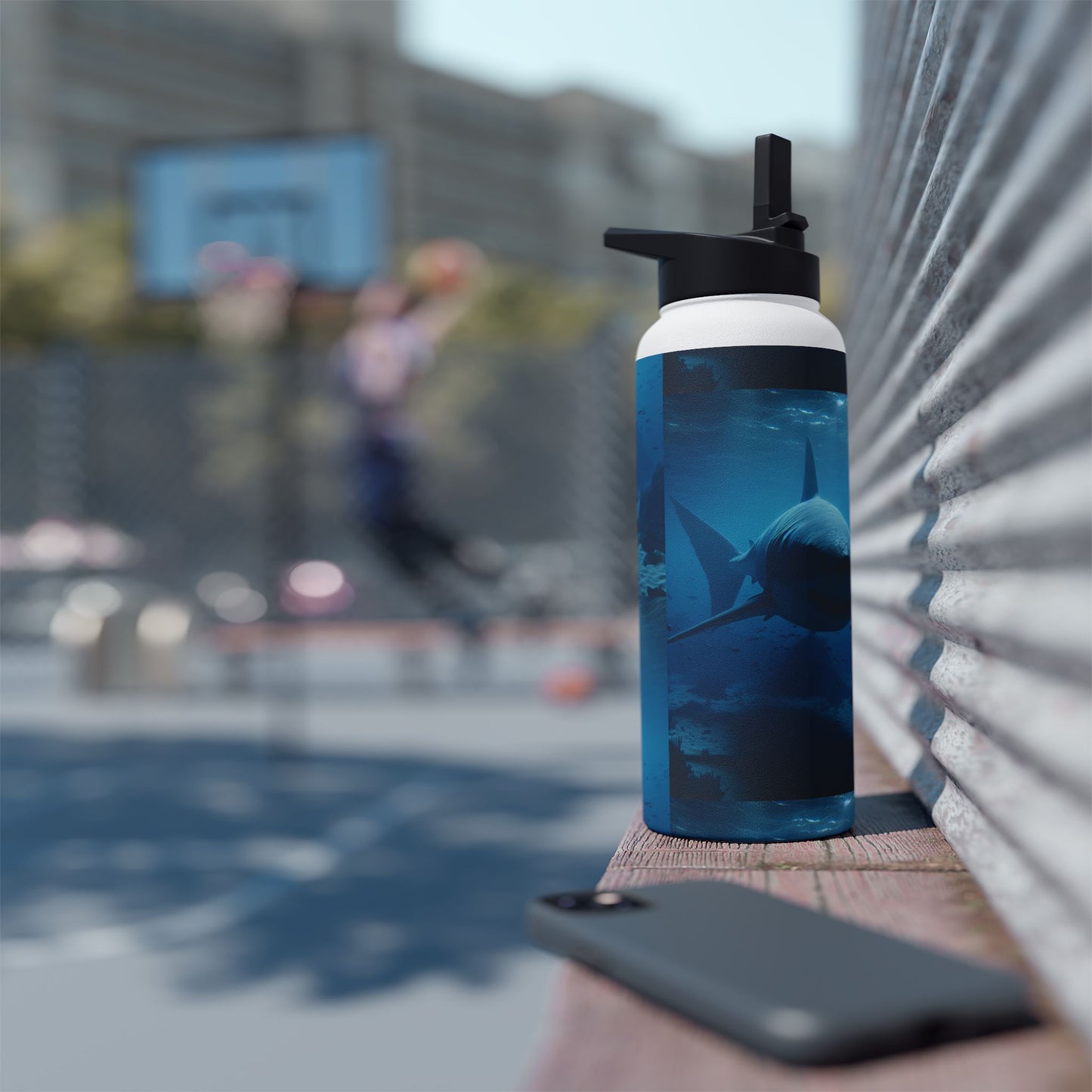 Ocean Adventure Water Bottle, Shark Design, Travel Mug, Eco-Friendly Drinkware, Beach Gift, Wildlife Lover's Bottle