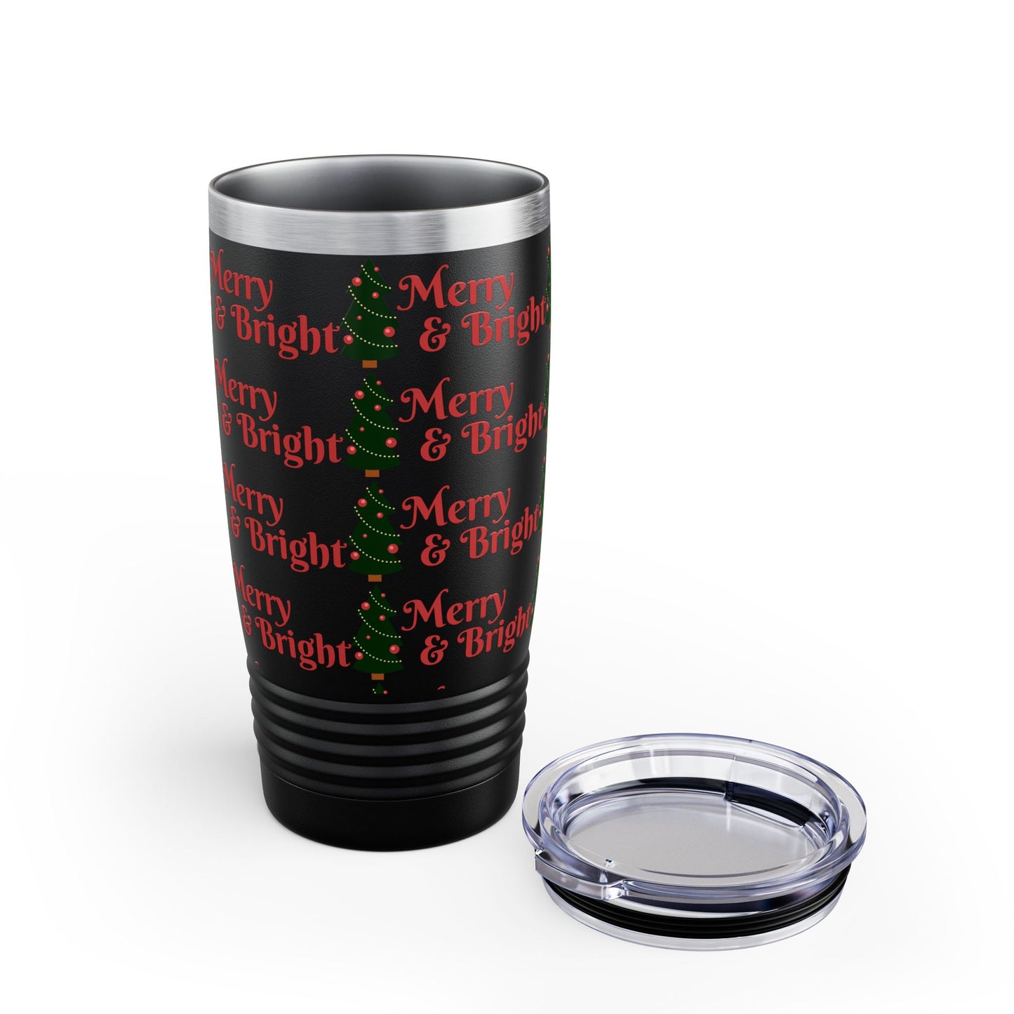 Merry & Bright Holiday Tumbler | 20oz Travel Mug, Christmas Gift, Seasonal Drinkware, Reusable Cup, Festive Party Beverage