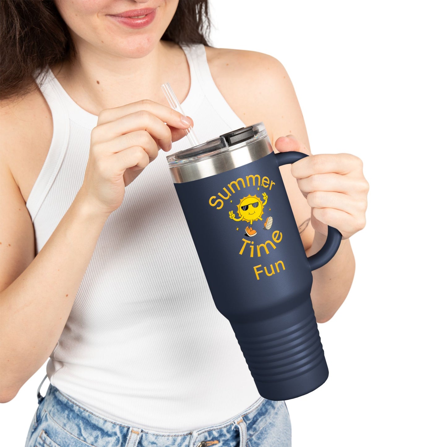 Insulated Travel Mug, 40oz - Summer Time Fun Design, Perfect for Hot & Cold Beverages, Outdoor Adventures, Gifts for Summer Lovers, [...]
