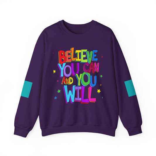 Colorful Motivational Crewneck Sweatshirt, Cozy Unisex Sweater, Inspiration Gift, Uplifting Apparel, Everyday Wear, Positive Vibes