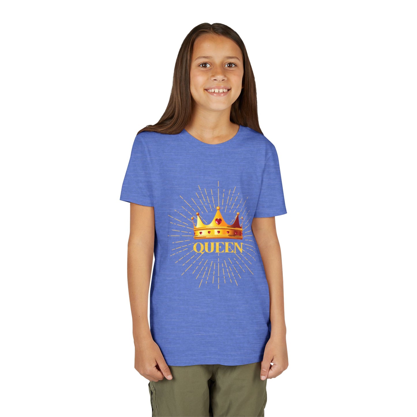 Queen Youth Short Sleeve Tee, Kids Crown Shirt, Birthday Gift for Girls, Cute Casual Wear, Royalty Themed Tee, Celebratory Apparel